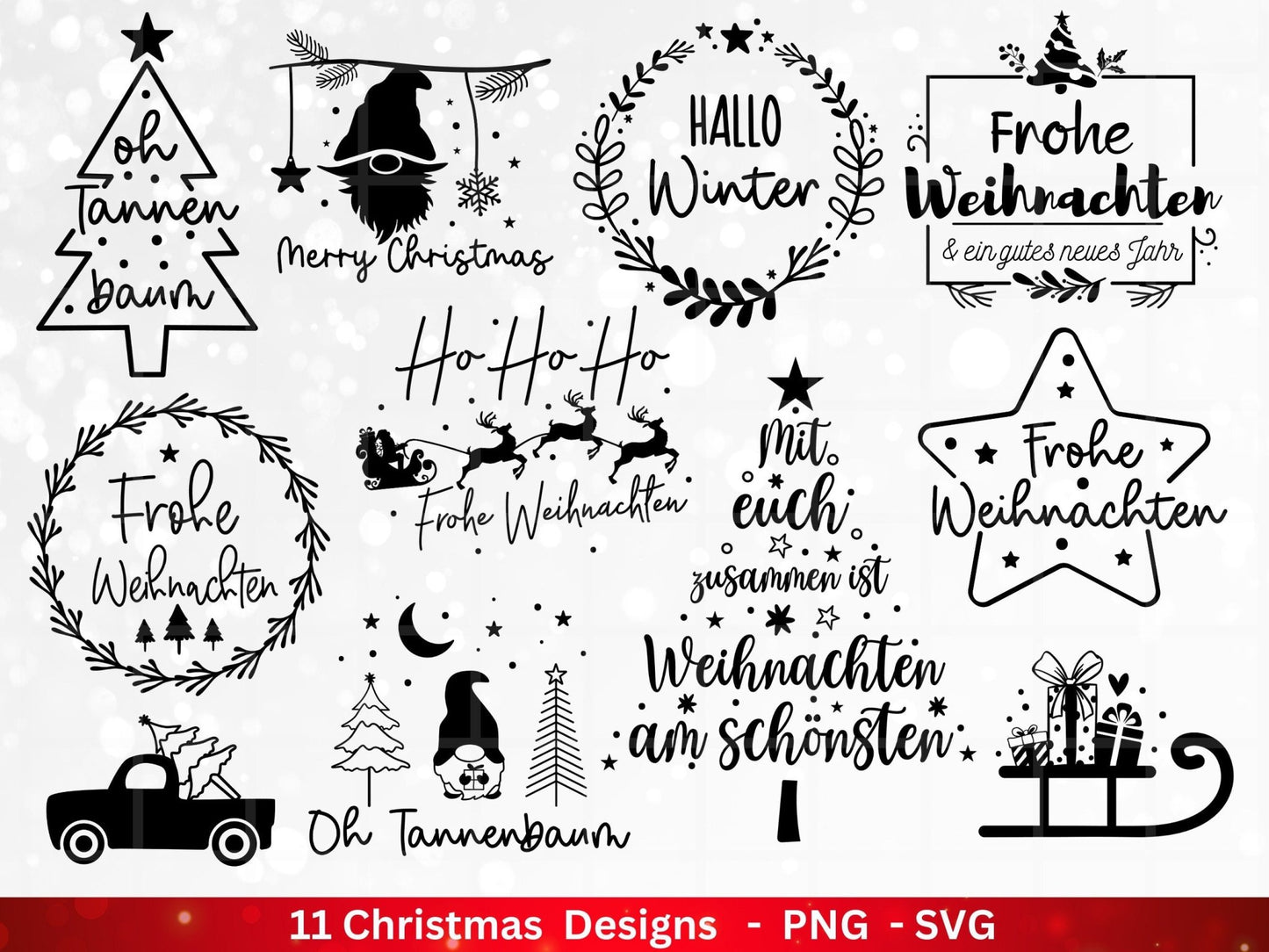 Weihnachten Plotterdatei Svg Png - Plotterdatei Home - Schriftzüge Weihnachten deutsch - Silhouette Cricut Download - Weihnachtshäuser - EmidaDesign