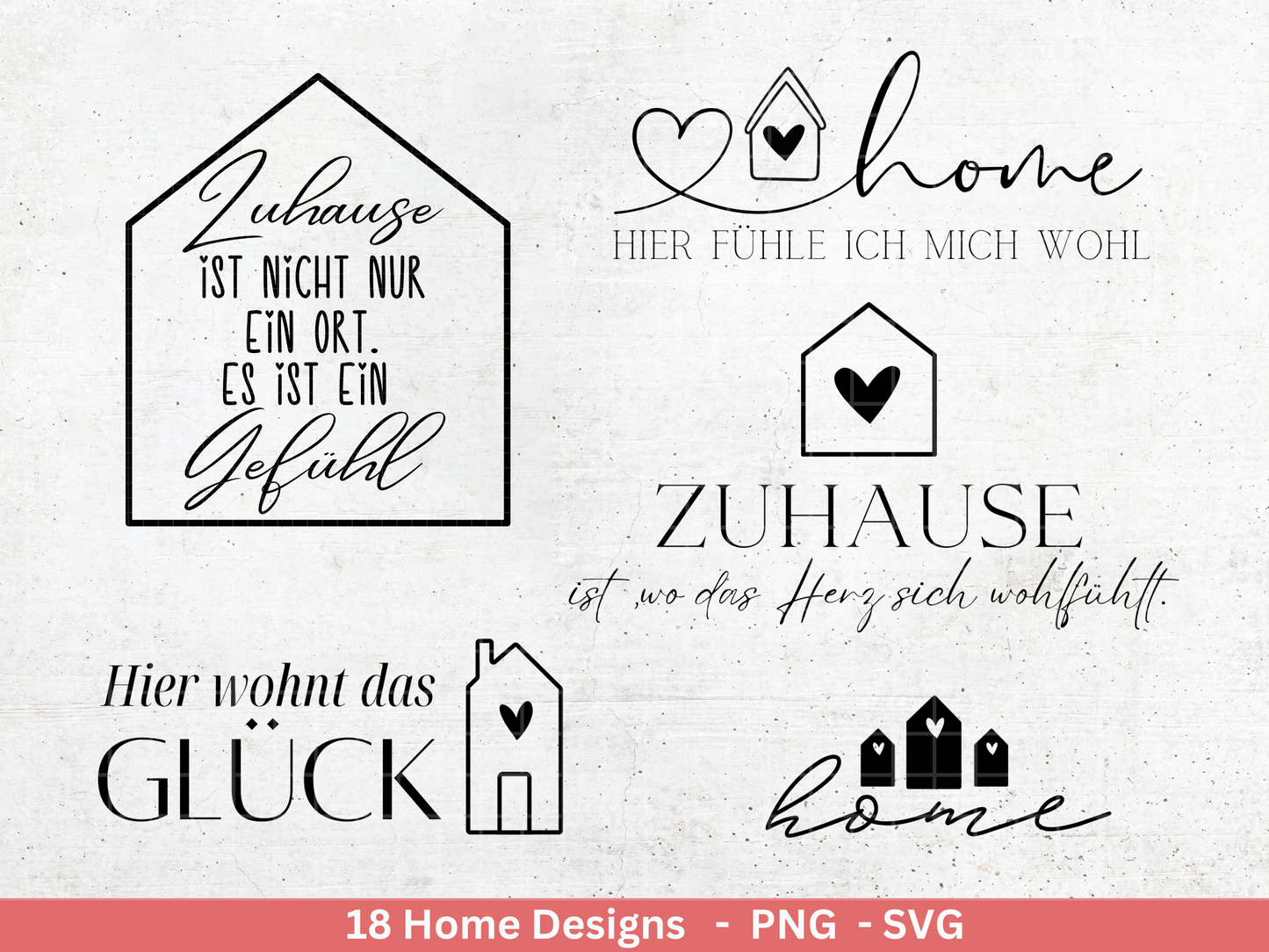 Plotterdatei Home svg -  Zuhause Schriftzug Sprüche svg - Clipart Plotterdatei Deutsch - Cricut Silhouette Studio Plotterdatei - digital