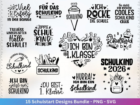 Deutsche Plotterdatei Einschulung svg png - Schulstart svg -  Schulanfang Sprüche - Cricut Silhouette - Einschulung Geschenk Schulanfang png