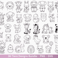 Line Art Tiere SVG Bundle – Handgezeichnete Wald und Safari Tiere, Kawaii Kinder Clipart, Plotterdatei & Lasergravur Geschenkidee Cricut