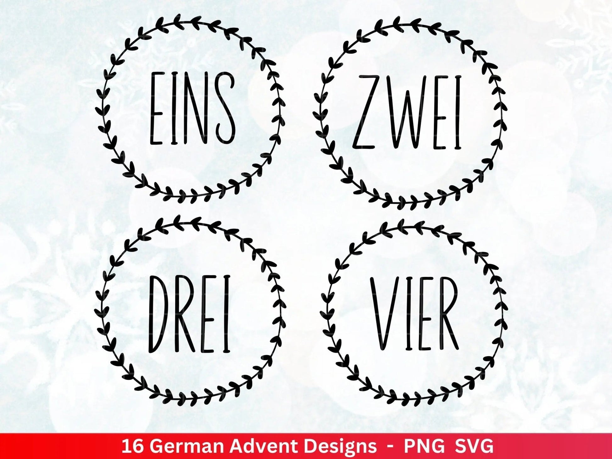 Advent Plotterdatei Svg Png - Plotterdatei 1-4 Adventszahlen Svg -Weihnachten Svg - Silhouette Cricut Download - Weihnachtsgeschenk