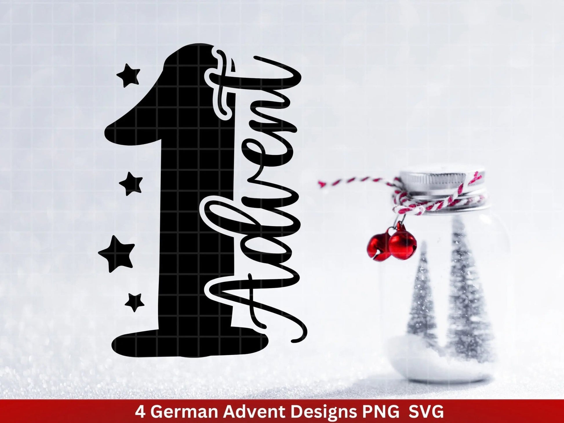 Advent Plotterdatei Svg Png - Plotterdatei 1-4 Adventszahlen Svg -Weihnachten Svg - Silhouette Cricut Download - Weihnachtsgeschenk