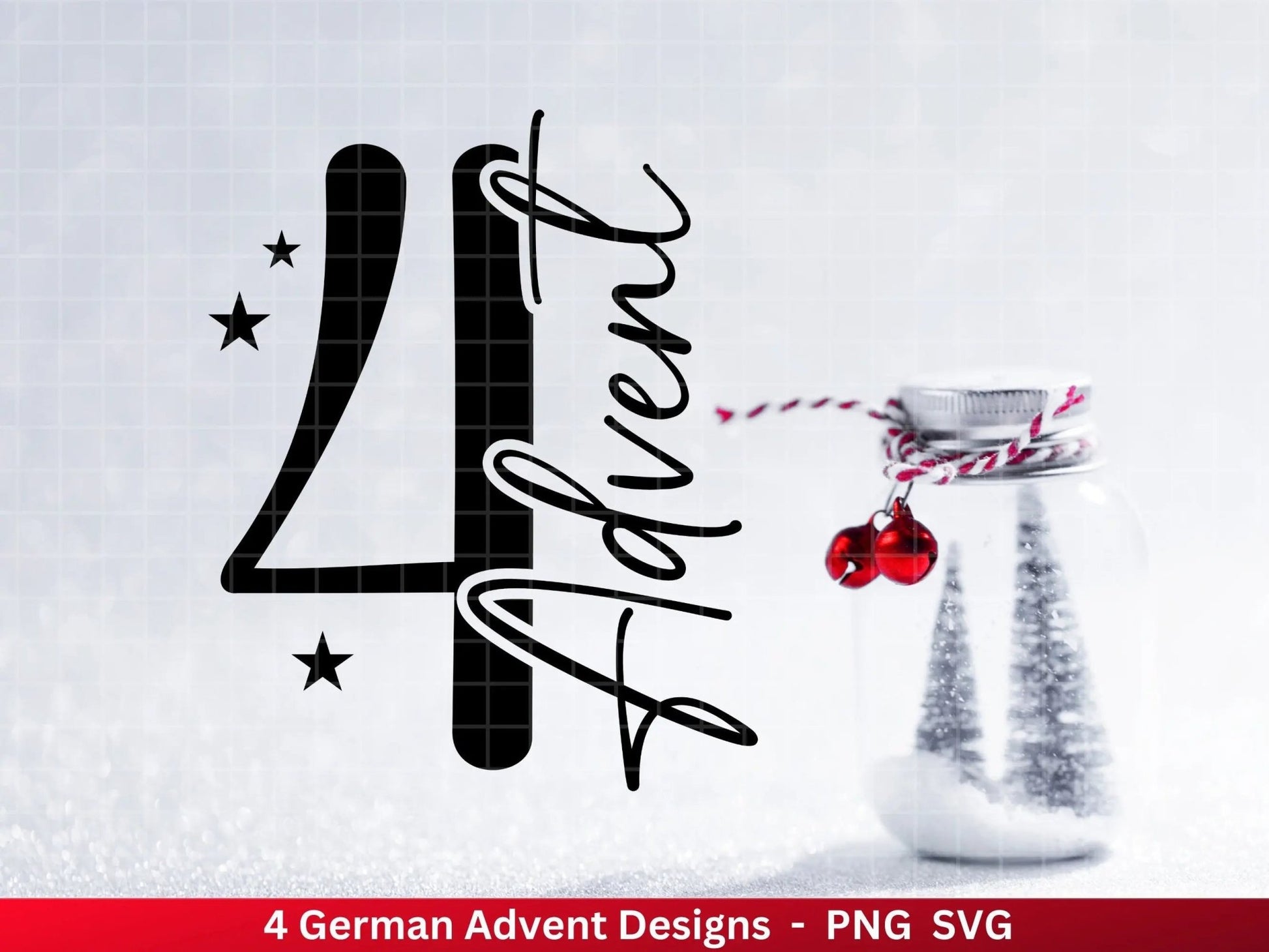 Advent Plotterdatei Svg Png - Plotterdatei 1-4 Adventszahlen Svg -Weihnachten Svg - Silhouette Cricut Download - Weihnachtsgeschenk