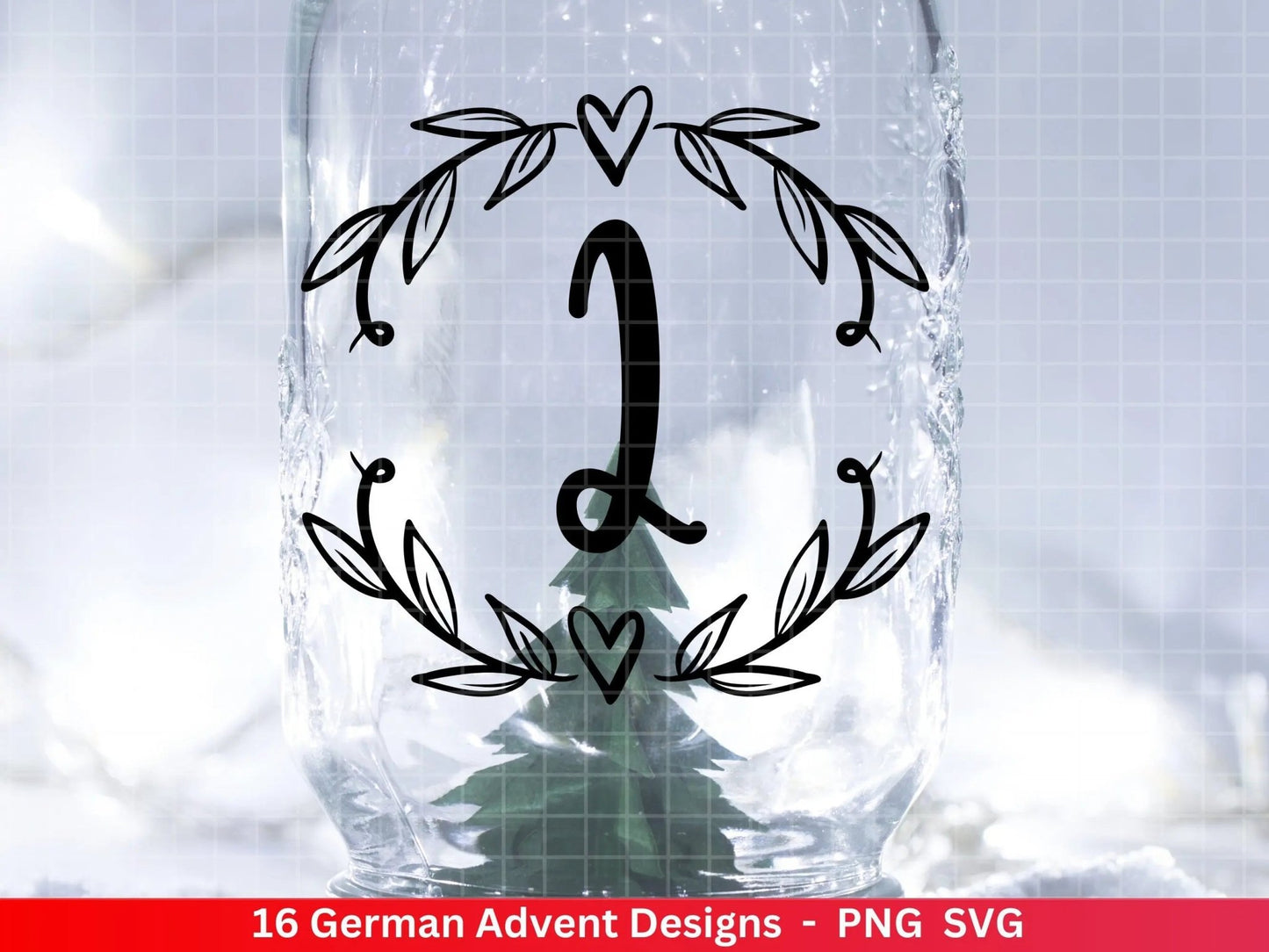 Advent Plotterdatei Svg Png - Plotterdatei 1-4 Adventszahlen Svg -Weihnachten Svg - Silhouette Cricut Download - Weihnachtsgeschenk