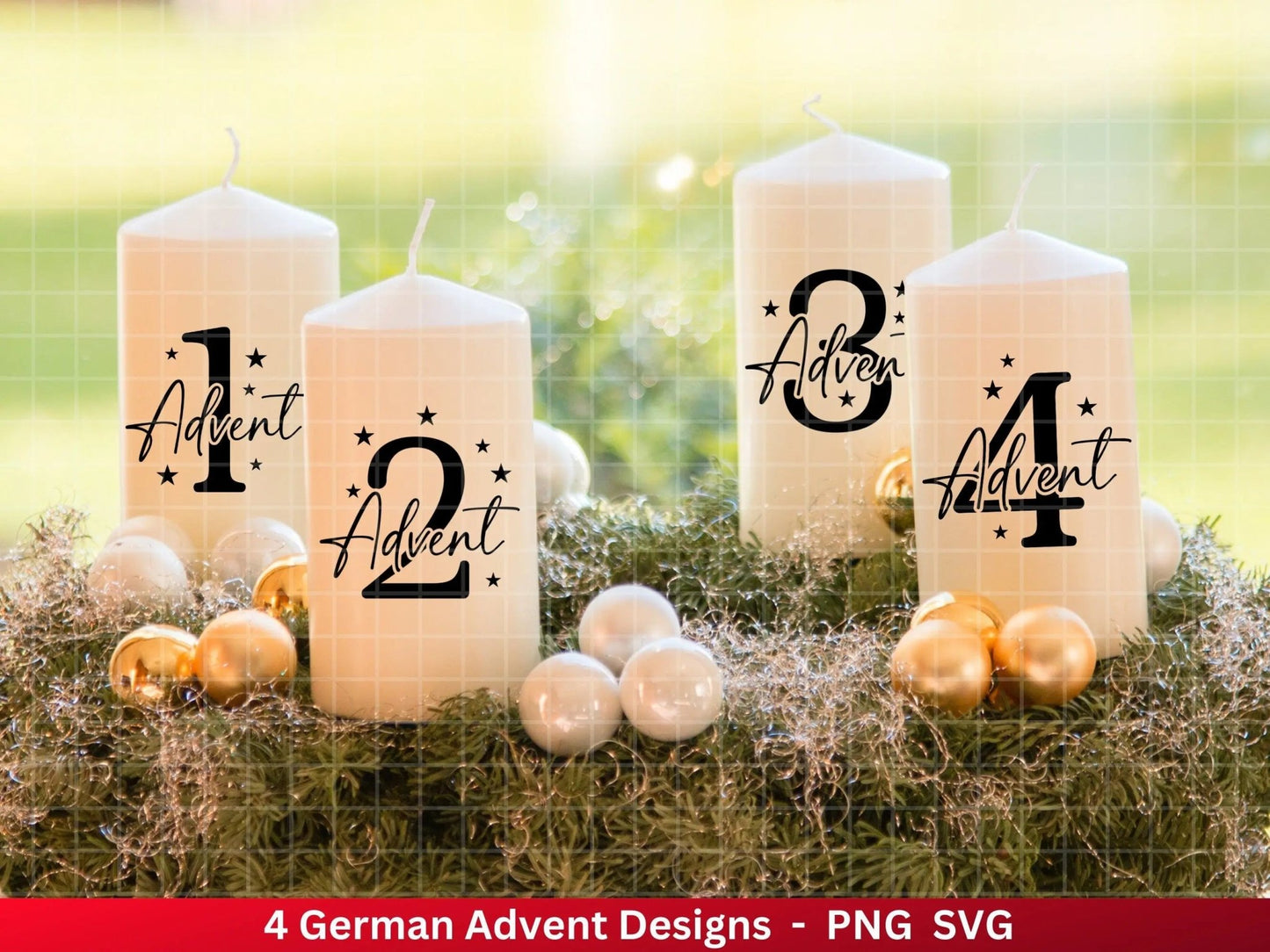 Advent Plotterdatei Svg Png - Plotterdatei 1-4 Adventszahlen Svg -Weihnachten Svg - Silhouette Cricut Download - Weihnachtsgeschenk