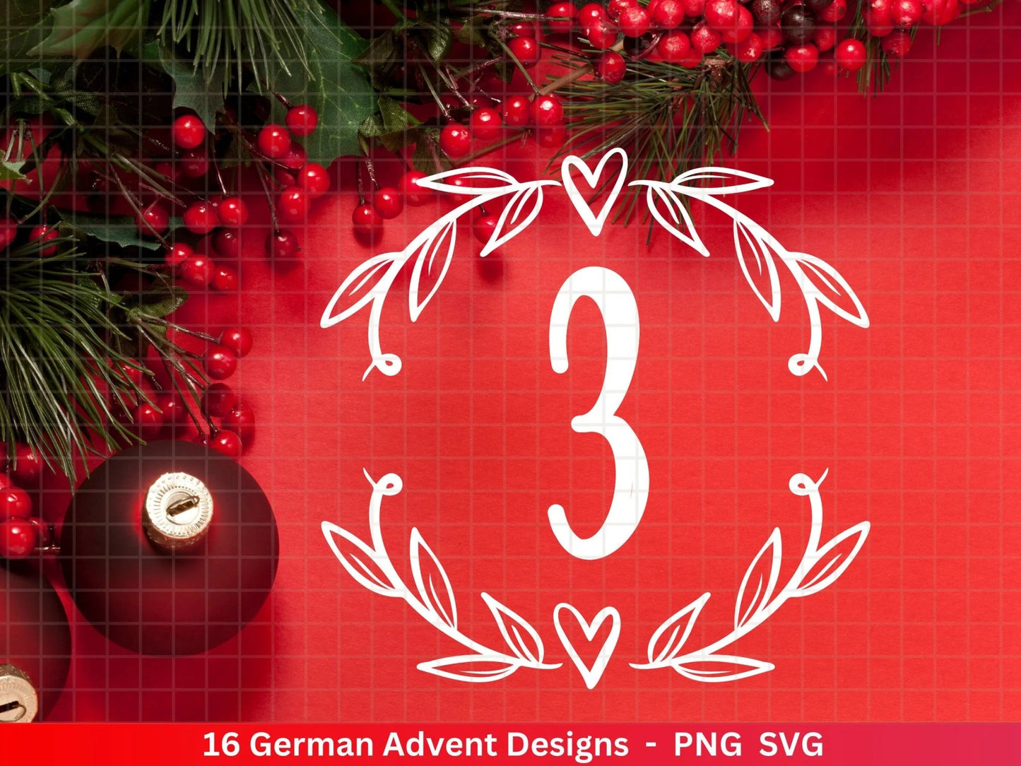 Advent Plotterdatei Svg Png - Plotterdatei 1-4 Adventszahlen Svg -Weihnachten Svg - Silhouette Cricut Download - Weihnachtsgeschenk