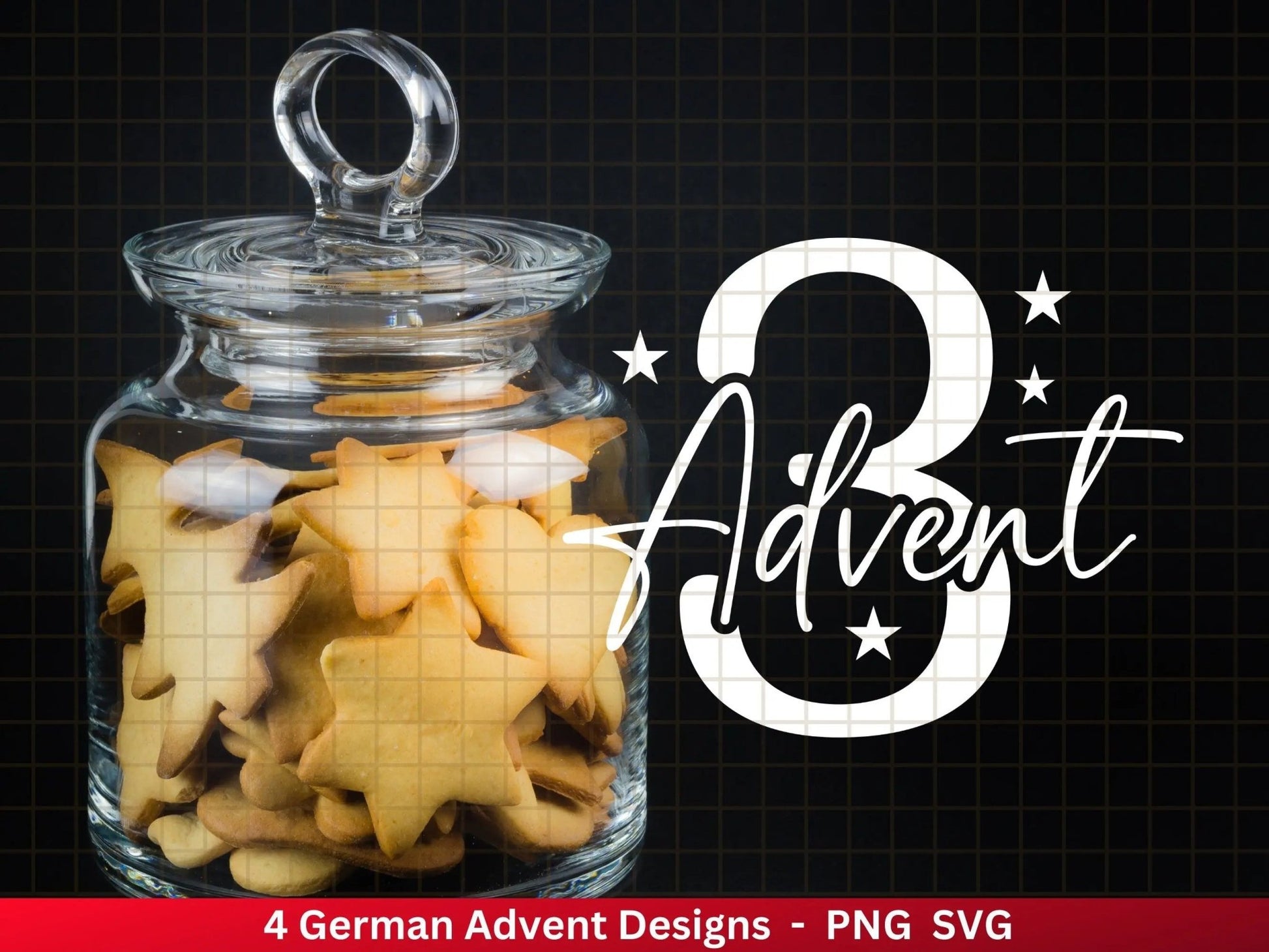 Advent Plotterdatei Svg Png - Plotterdatei 1-4 Adventszahlen Svg -Weihnachten Svg - Silhouette Cricut Download - Weihnachtsgeschenk