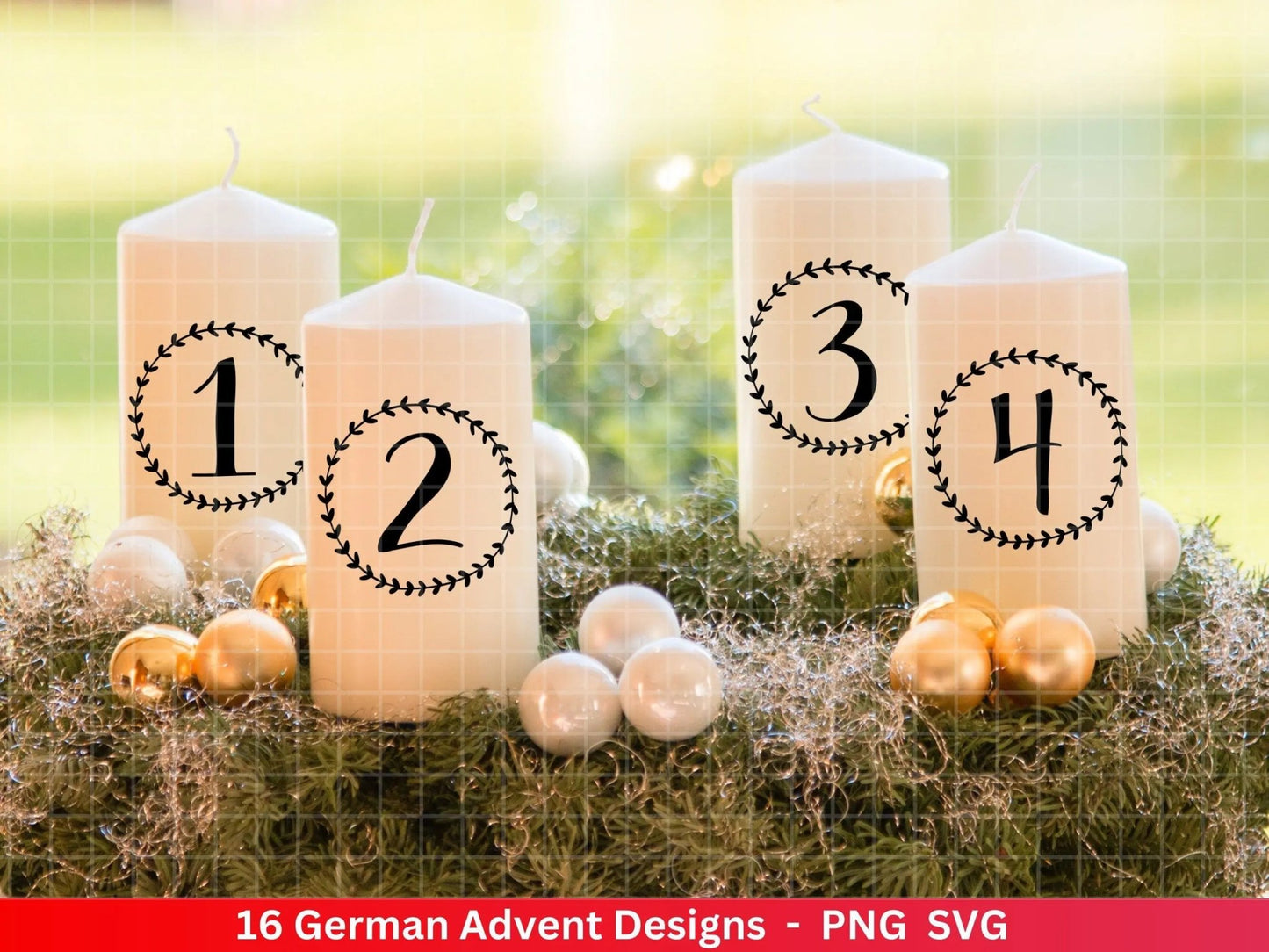 Advent Plotterdatei Svg Png - Plotterdatei 1-4 Adventszahlen Svg -Weihnachten Svg - Silhouette Cricut Download - Weihnachtsgeschenk