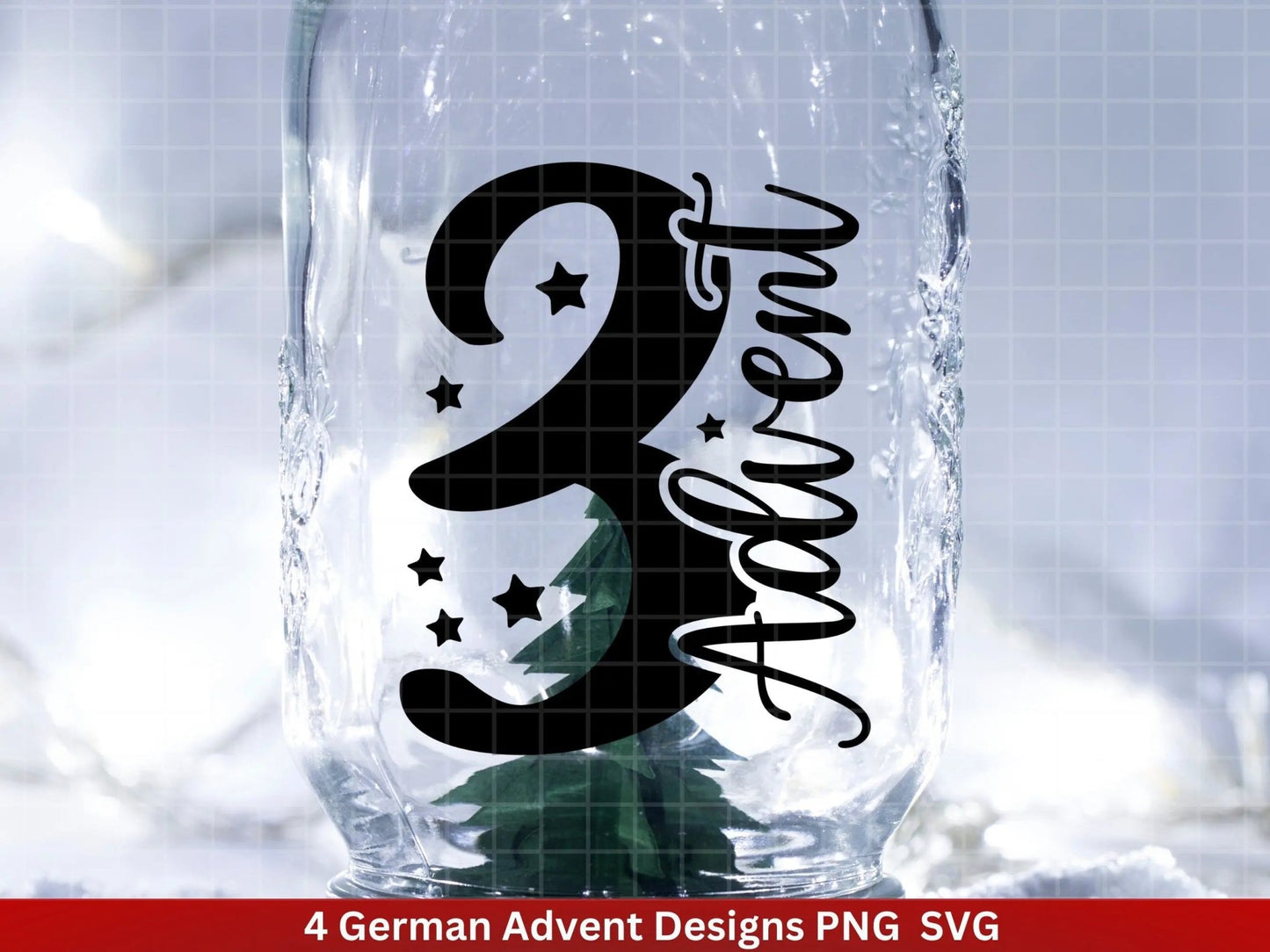 Advent Plotterdatei Svg Png - Plotterdatei 1-4 Adventszahlen Svg -Weihnachten Svg - Silhouette Cricut Download - Weihnachtsgeschenk