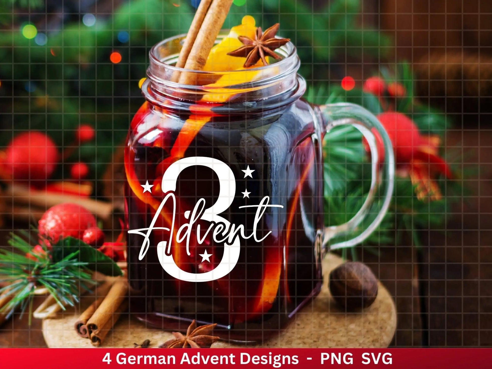 Advent Plotterdatei Svg Png - Plotterdatei 1-4 Adventszahlen Svg -Weihnachten Svg - Silhouette Cricut Download - Weihnachtsgeschenk