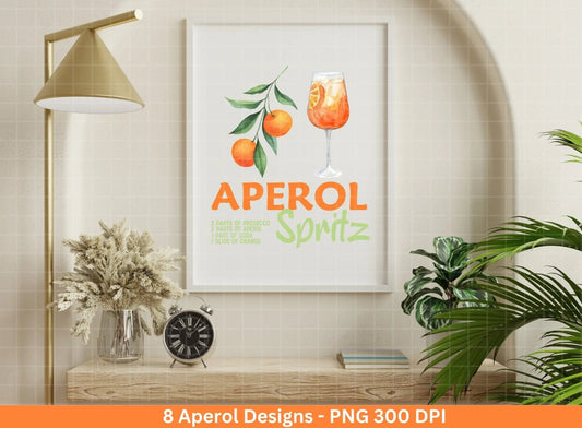 Aperol Spritz Bundle - Aperol Shirt Design png - Aperol Bar Art- Aperol Wall Decor png - Aperol Spritz Watercolor Cocktail - Aperol Poster