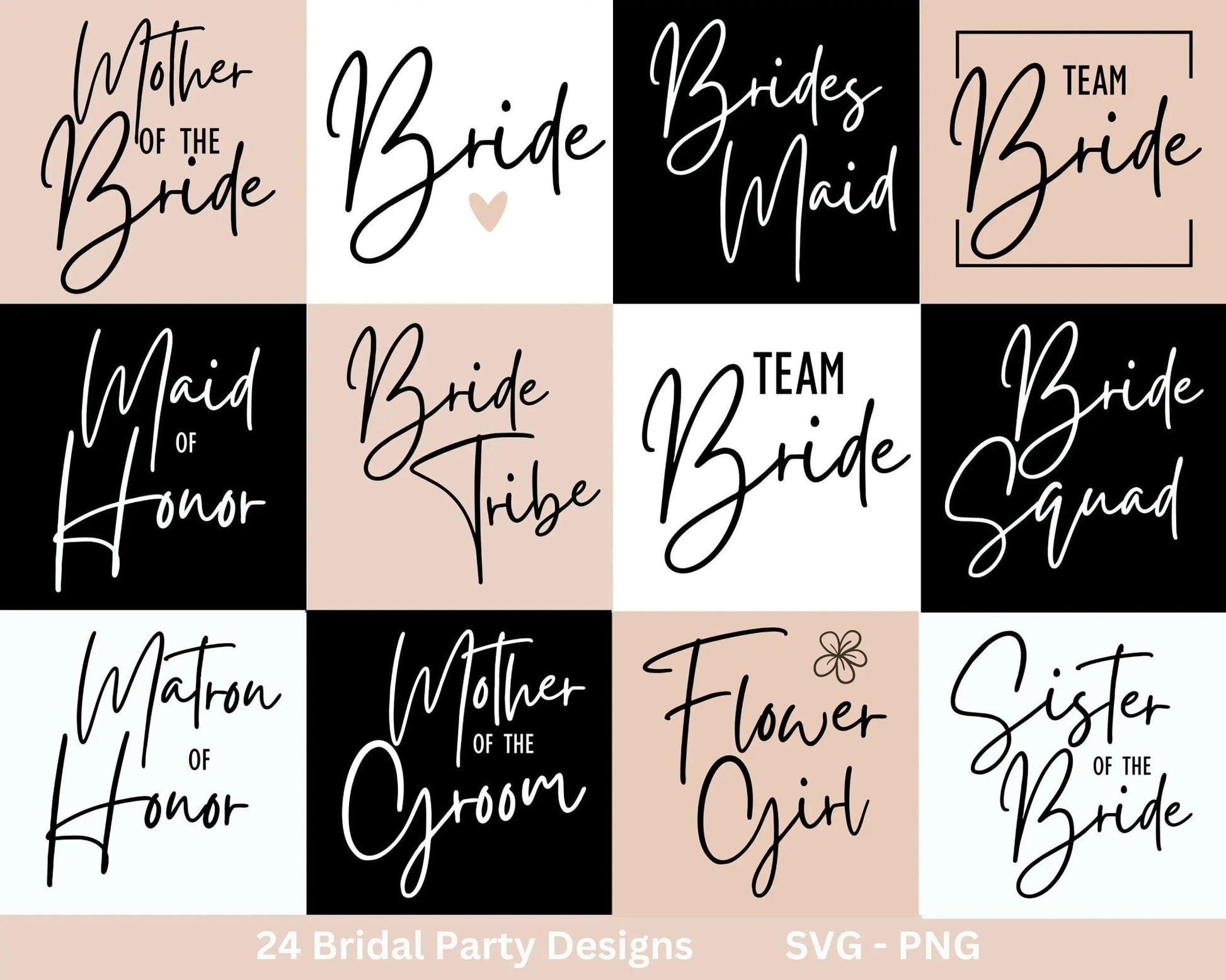 Bride SVG Bundle - Hochzeit Party - Brautjungfer - JGA - Verlobungsfeier- Cricut Silhouette Studio Plotterdatei SVG - Bride Shirts Digital