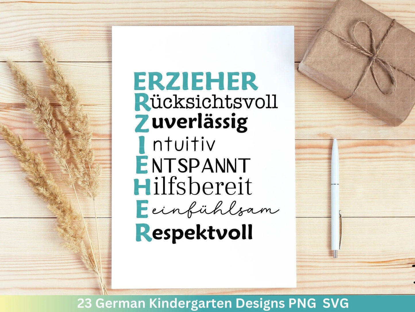 Deutsche Erzieherin Plotterdatei Svg - Erzieher Svg - Kindergarten Abschied Svg - Danke Svg - Cricut Silhouette Vielen Dank Clipart Geschenk