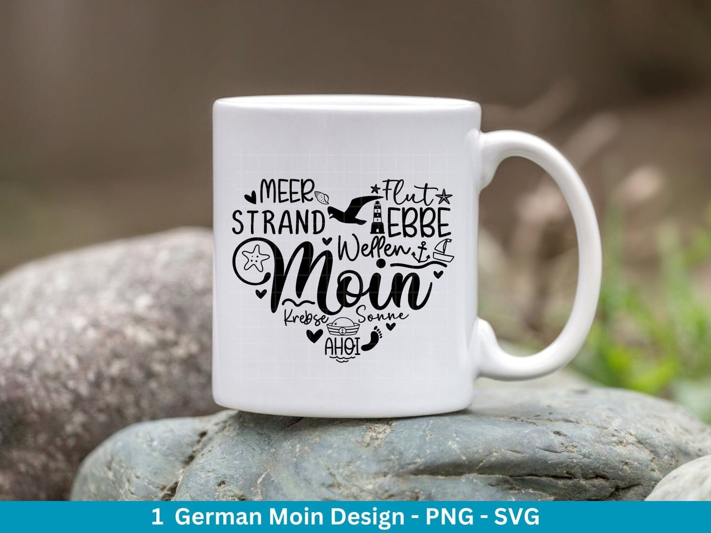 Deutsche Moin Plotterdatei - Maritim svg - Nautical Clipart - Herz svg - Möwen svg - Wilkommen im Norden svg - Cricut Schneidedatei Design - EmidaDesign