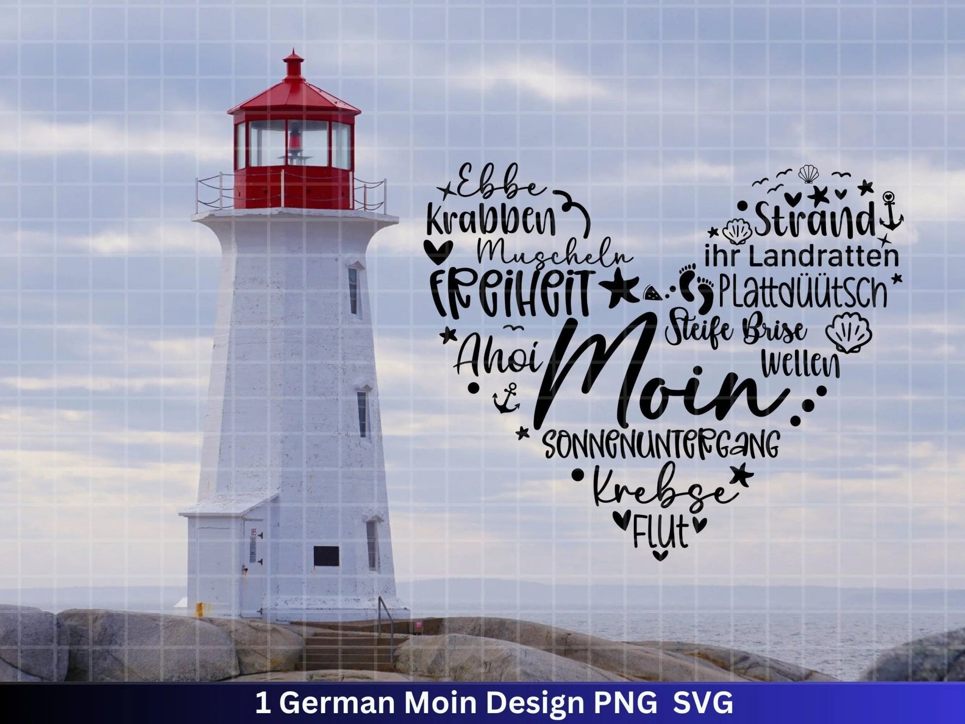 Deutsche Moin Plotterdatei - Maritim svg - Nautical Clipart - Herz svg - Möwen svg - Wilkommen im Norden svg - Cricut Schneidedatei Design