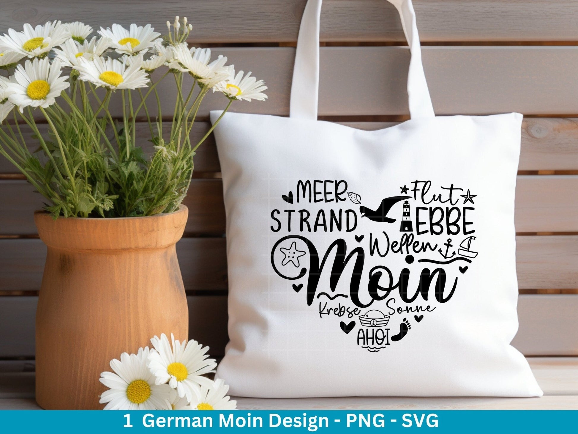 Deutsche Moin Plotterdatei - Maritim svg - Nautical Clipart - Herz svg - Möwen svg - Wilkommen im Norden svg - Cricut Schneidedatei Design - EmidaDesign