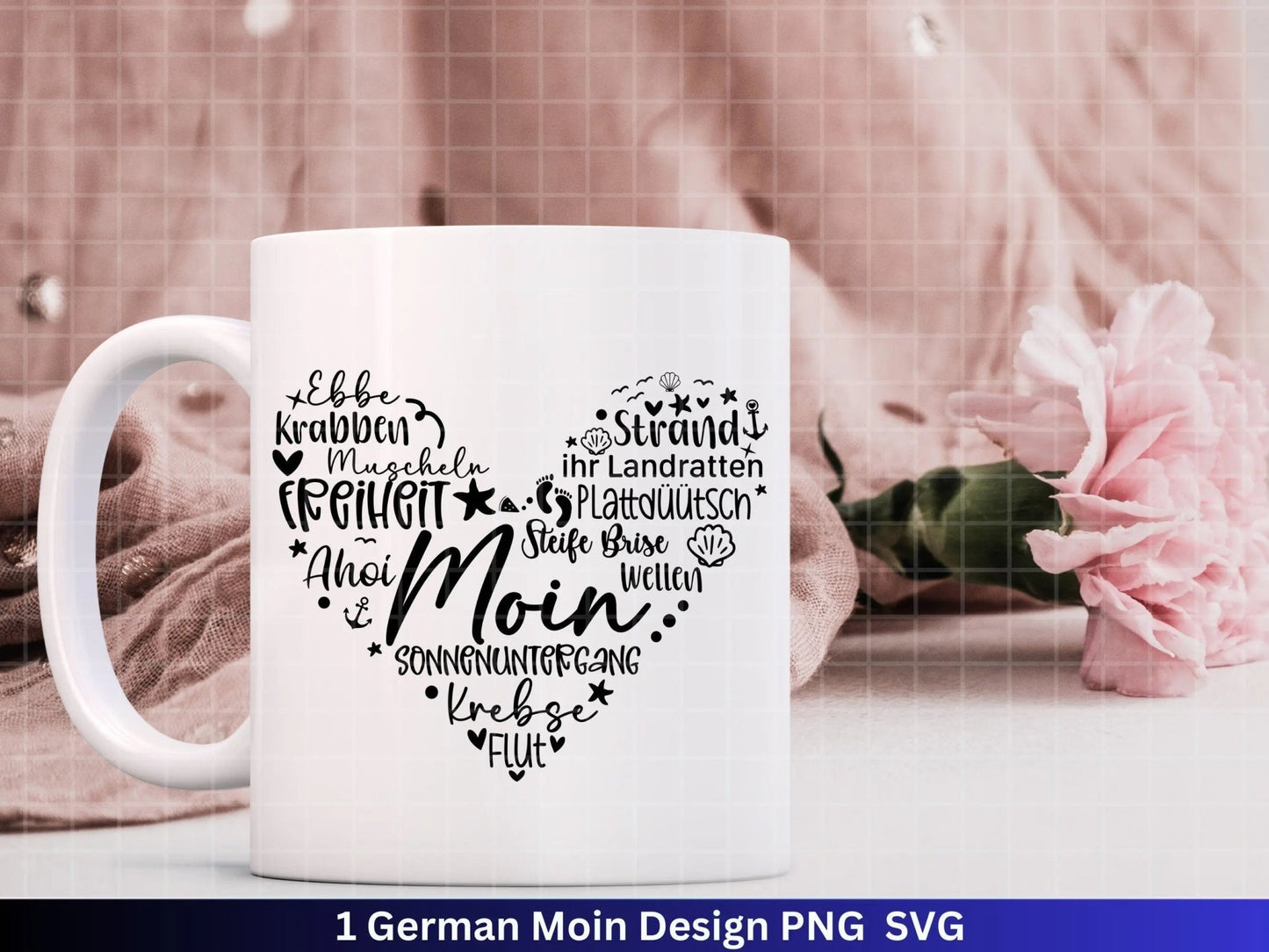 Deutsche Moin Plotterdatei - Maritim svg - Nautical Clipart - Herz svg - Möwen svg - Wilkommen im Norden svg - Cricut Schneidedatei Design