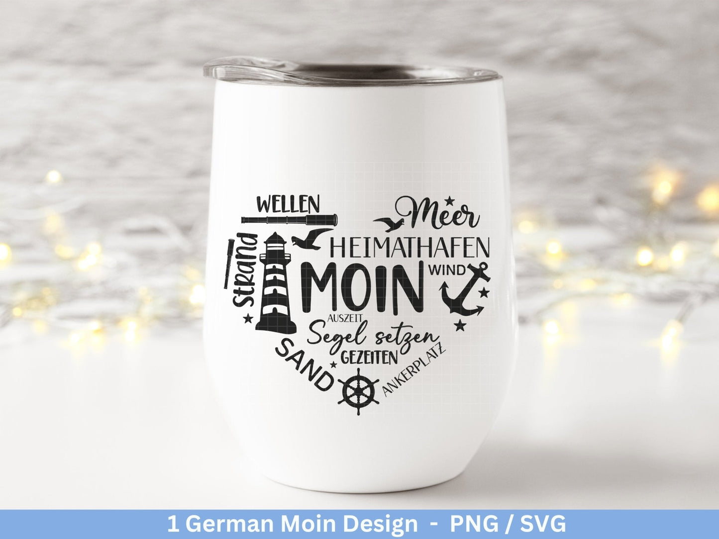 Deutsche Moin Plotterdatei - Maritim svg - Nautical Clipart - Herz svg - Möwen svg - Wilkommen im Norden svg - Cricut Schneidedatei Design