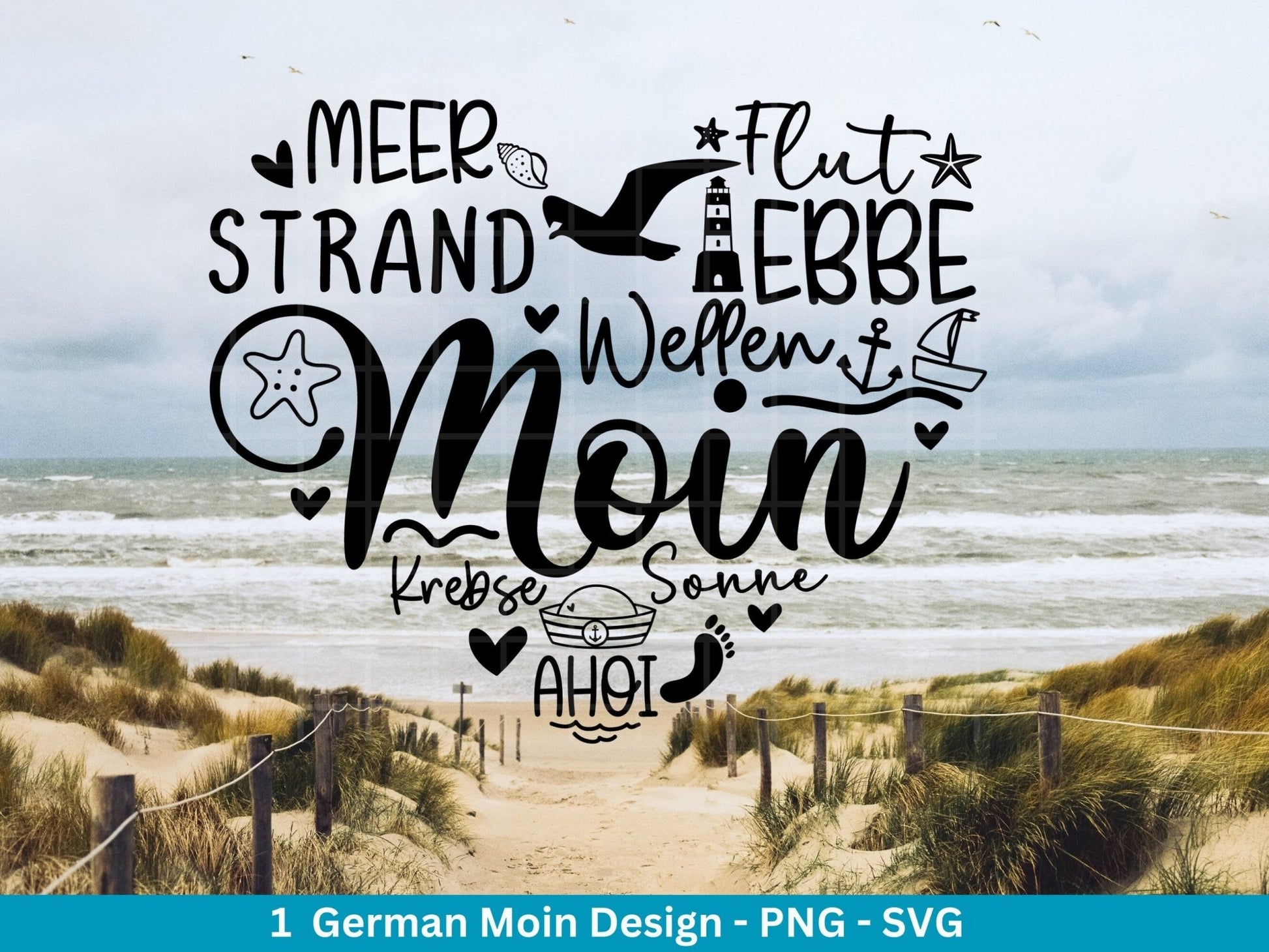 Deutsche Moin Plotterdatei - Maritim svg - Nautical Clipart - Herz svg - Möwen svg - Wilkommen im Norden svg - Cricut Schneidedatei Design - EmidaDesign