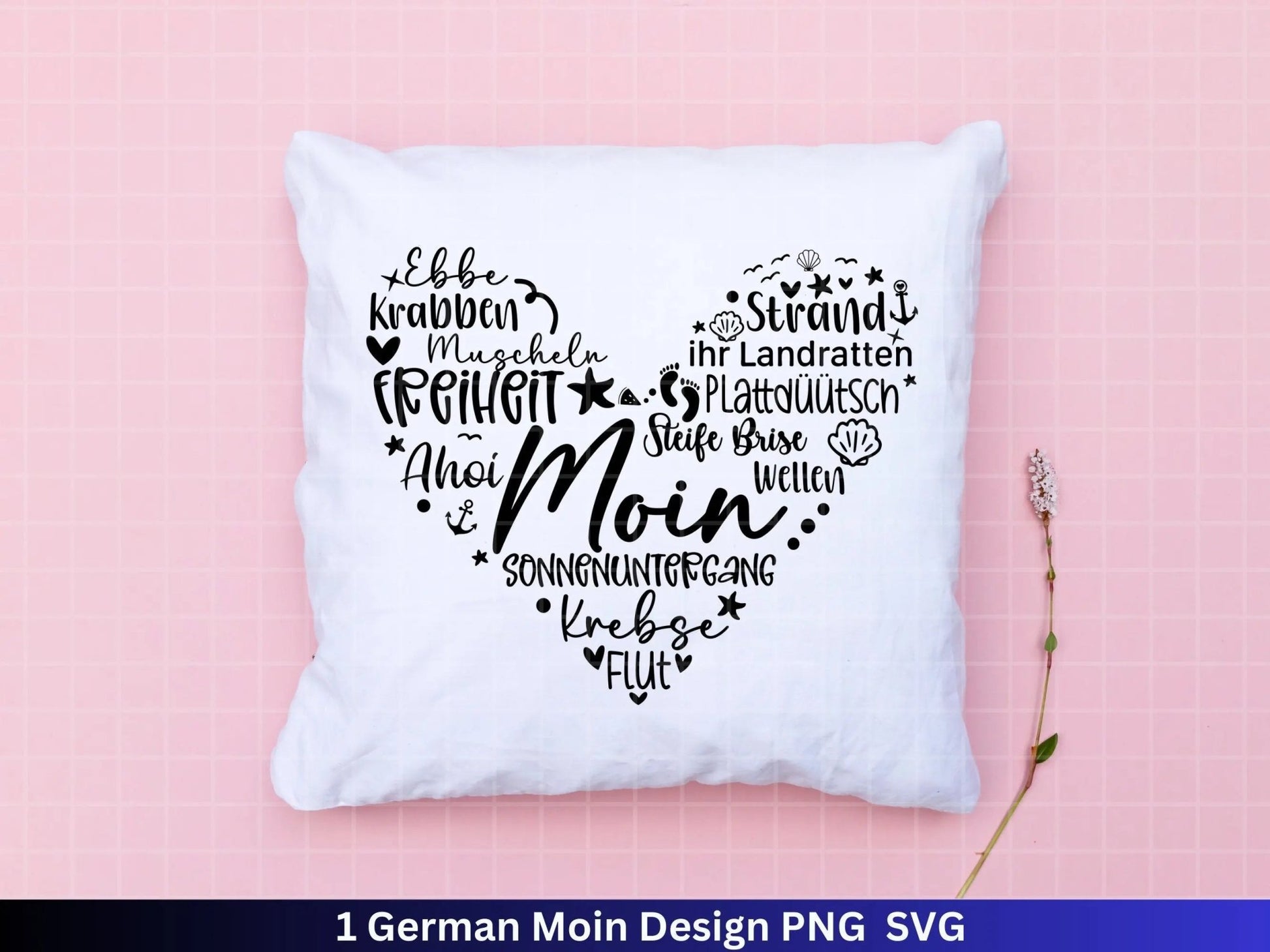 Deutsche Moin Plotterdatei - Maritim svg - Nautical Clipart - Herz svg - Möwen svg - Wilkommen im Norden svg - Cricut Schneidedatei Design