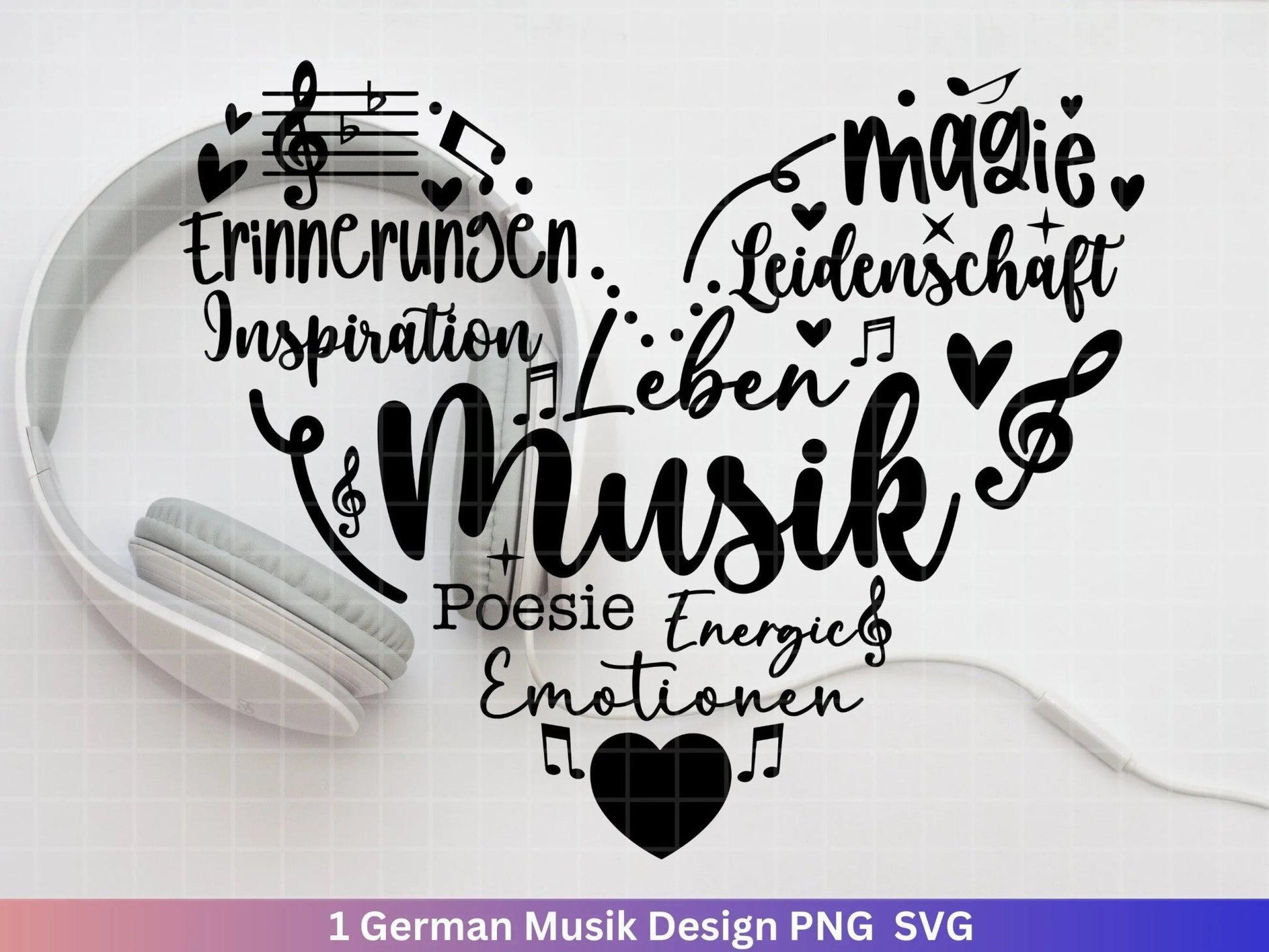 Deutsche Musik Plotterdatei - Herz svg - Musikliebe svg - Musik svg - Musikalisch - Mit Liebe Svg - Cricut Schneidedatei Design