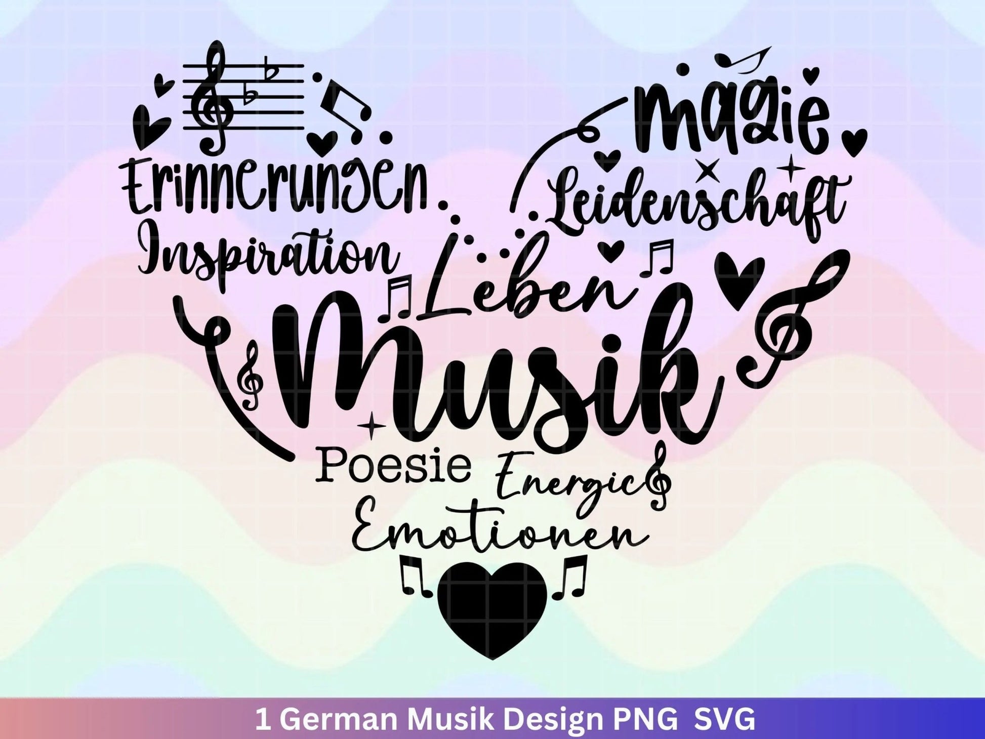 Deutsche Musik Plotterdatei - Herz svg - Musikliebe svg - Musik svg - Musikalisch - Mit Liebe Svg - Cricut Schneidedatei Design