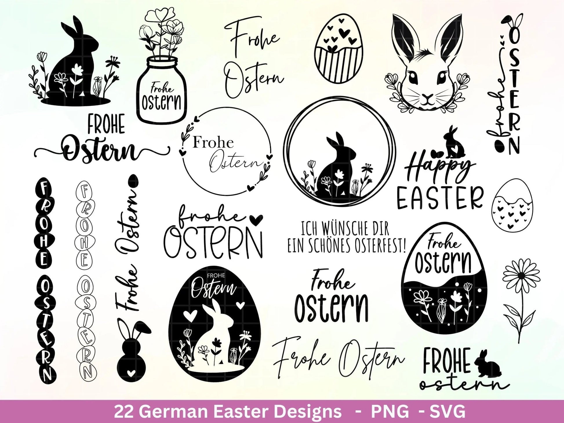 Deutsche Ostern Plotterdatei Bundle svg - Ostern Designs deutsch - Ostern Cricut Silhouette - Ostern Schriftzüge - Digistamp Frohe Ostern