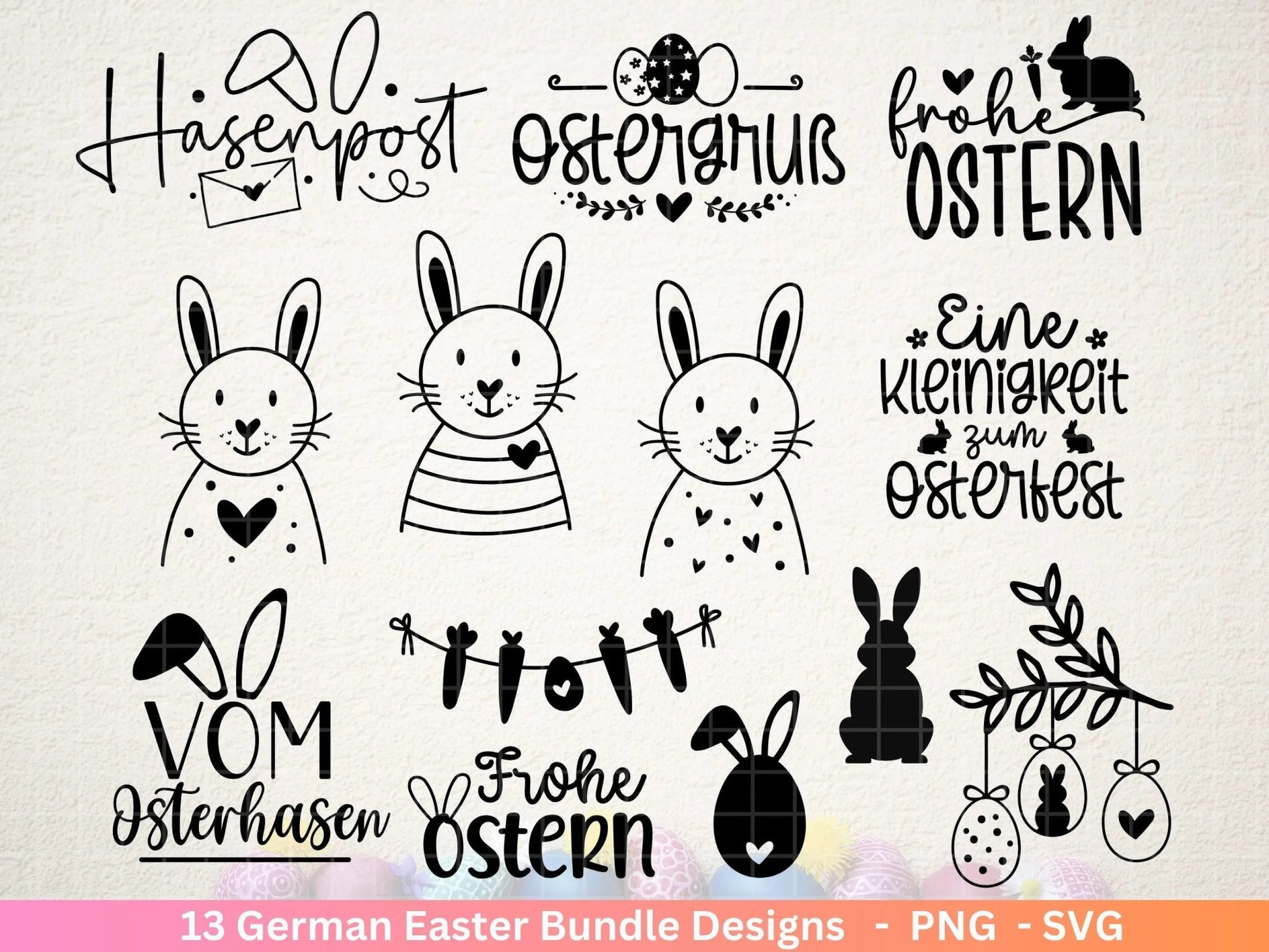 Deutsche Ostern Plotterdatei Bundle svg - Ostern Designs deutsch - Ostern Cricut Silhouette - Ostern Schriftzüge - Digistamp Frohe Ostern