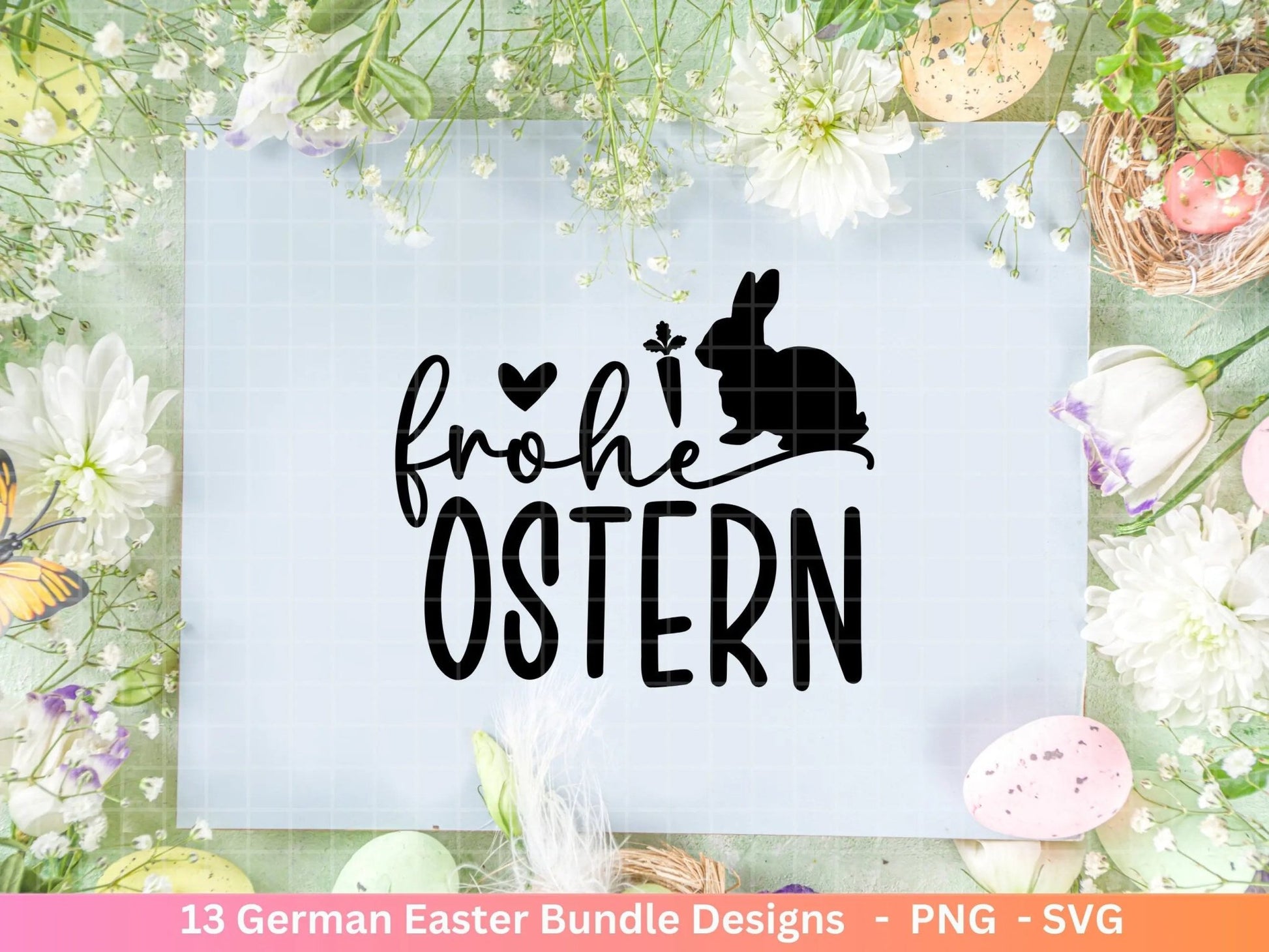 Deutsche Ostern Plotterdatei Bundle svg - Ostern Designs deutsch - Ostern Cricut Silhouette - Ostern Schriftzüge - Digistamp Frohe Ostern