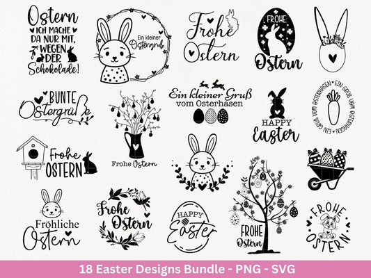 Deutsche Ostern Plotterdatei Bundle svg - Ostern Designs deutsch - Ostern Cricut Silhouette - Ostern Schriftzüge - Digistamp Frohe Ostern - EmidaDesign