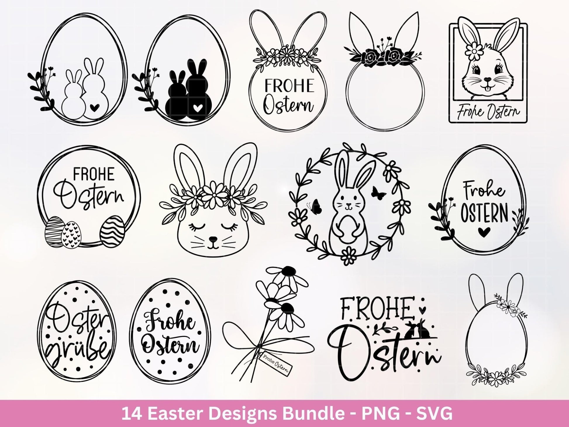 Deutsche Ostern Plotterdatei Bundle svg - Ostern Designs deutsch - Ostern Cricut Silhouette - Ostern Schriftzüge - Digistamp Frohe Ostern - EmidaDesign