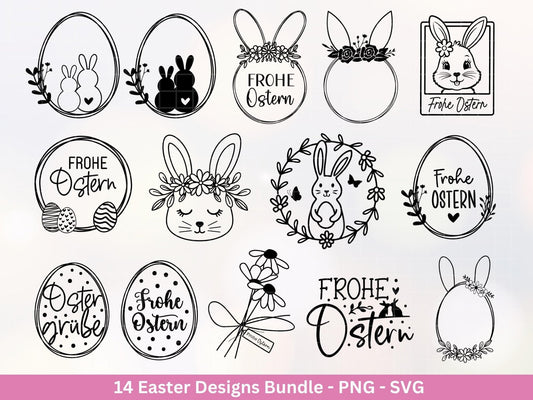 Deutsche Ostern Plotterdatei Bundle svg - Ostern Designs deutsch - Ostern Cricut Silhouette - Ostern Schriftzüge - Digistamp Frohe Ostern - EmidaDesign