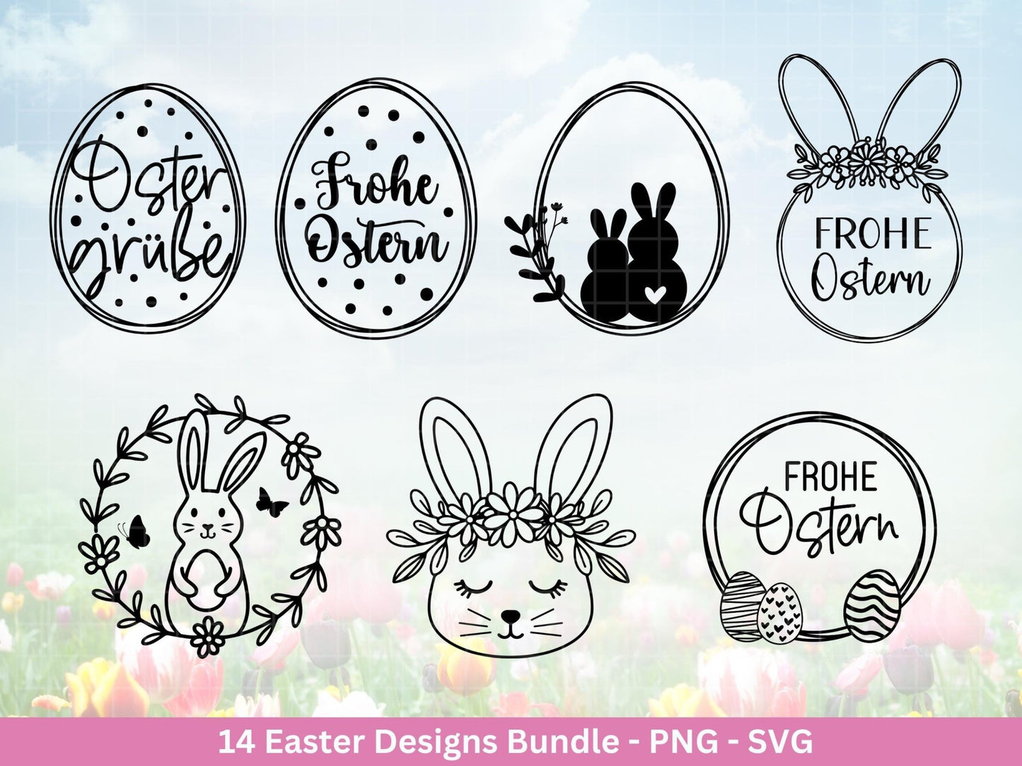 Deutsche Ostern Plotterdatei Bundle svg - Ostern Designs deutsch - Ostern Cricut Silhouette - Ostern Schriftzüge - Digistamp Frohe Ostern - EmidaDesign