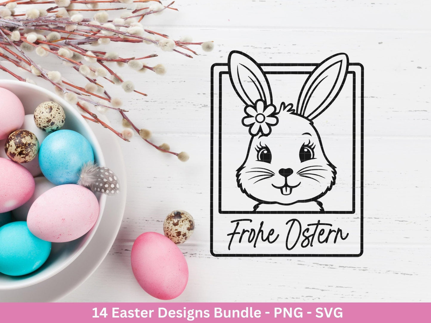 Deutsche Ostern Plotterdatei Bundle svg - Ostern Designs deutsch - Ostern Cricut Silhouette - Ostern Schriftzüge - Digistamp Frohe Ostern - EmidaDesign