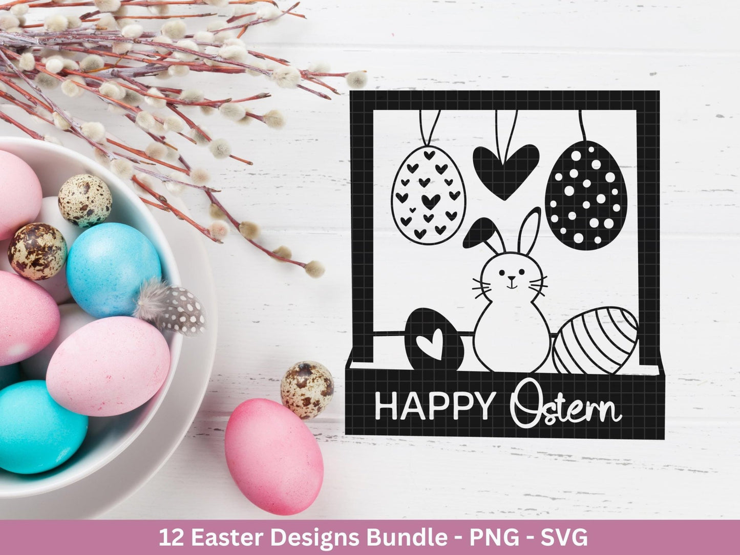 Deutsche Ostern Plotterdatei Bundle svg - Ostern Designs deutsch - Ostern Cricut Silhouette - Ostern Schriftzüge - Digistamp Frohe Ostern - EmidaDesign