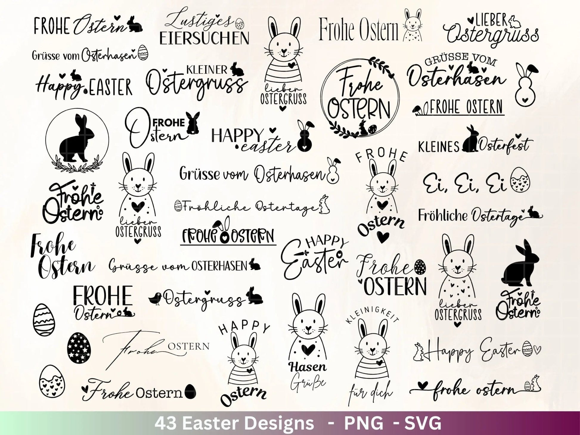 Deutsche Ostern Plotterdatei Bundle svg - Ostern Designs deutsch - Ostern Cricut Silhouette - Ostern Schriftzüge - Digistamp Frohe Ostern