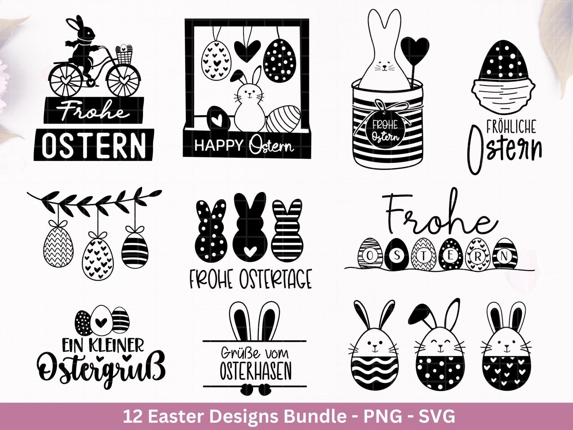 Deutsche Ostern Plotterdatei Bundle svg - Ostern Designs deutsch - Ostern Cricut Silhouette - Ostern Schriftzüge - Digistamp Frohe Ostern - EmidaDesign