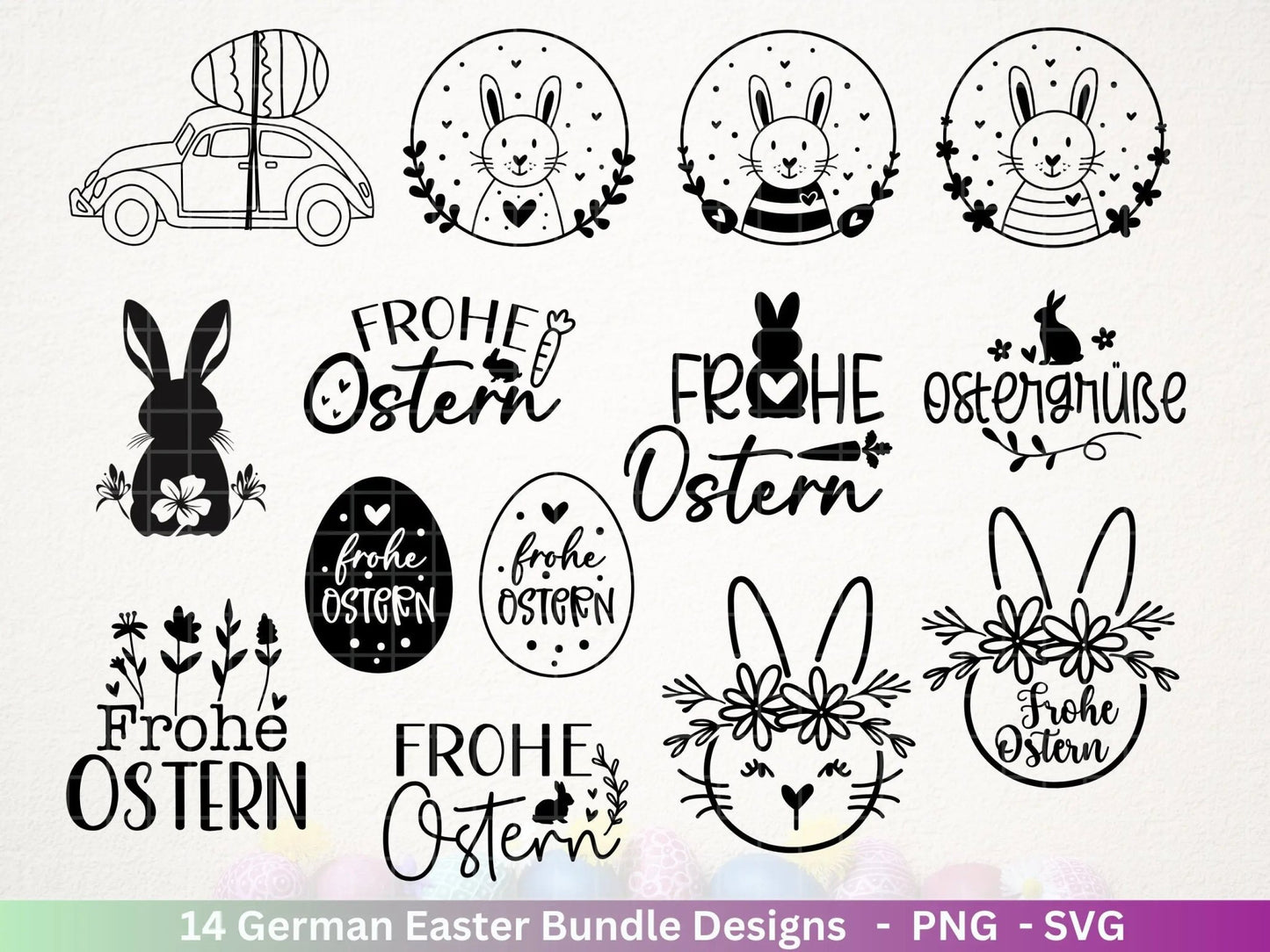 Deutsche Ostern Plotterdatei Bundle svg - Ostern Designs deutsch - Ostern Cricut Silhouette - Ostern Schriftzüge - Digistamp Ostern