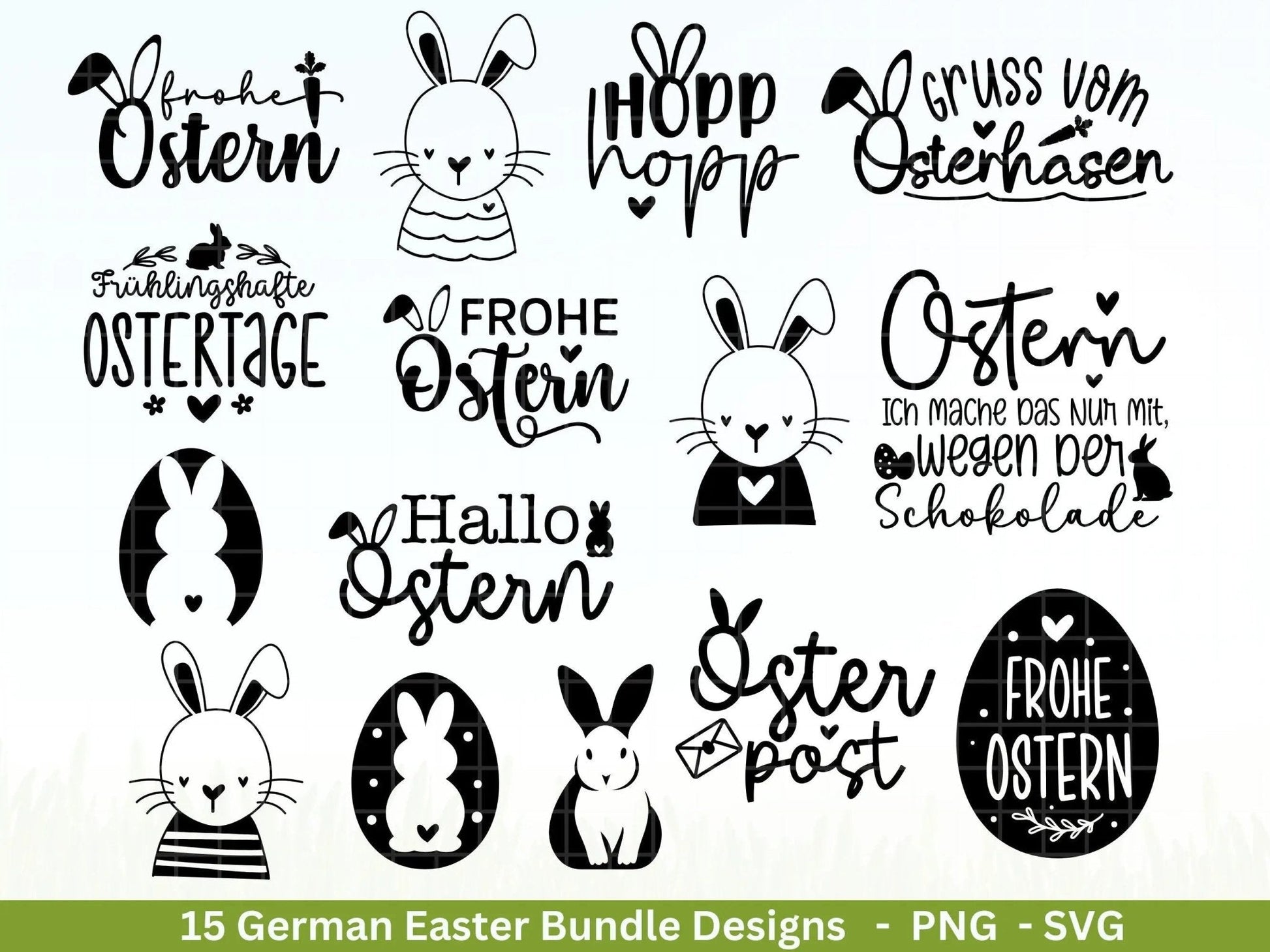 Deutsche Ostern Plotterdatei Bundle svg - Ostern Designs deutsch - Ostern Cricut Silhouette - Ostern Schriftzüge - Digistamp Ostern - EmidaDesign