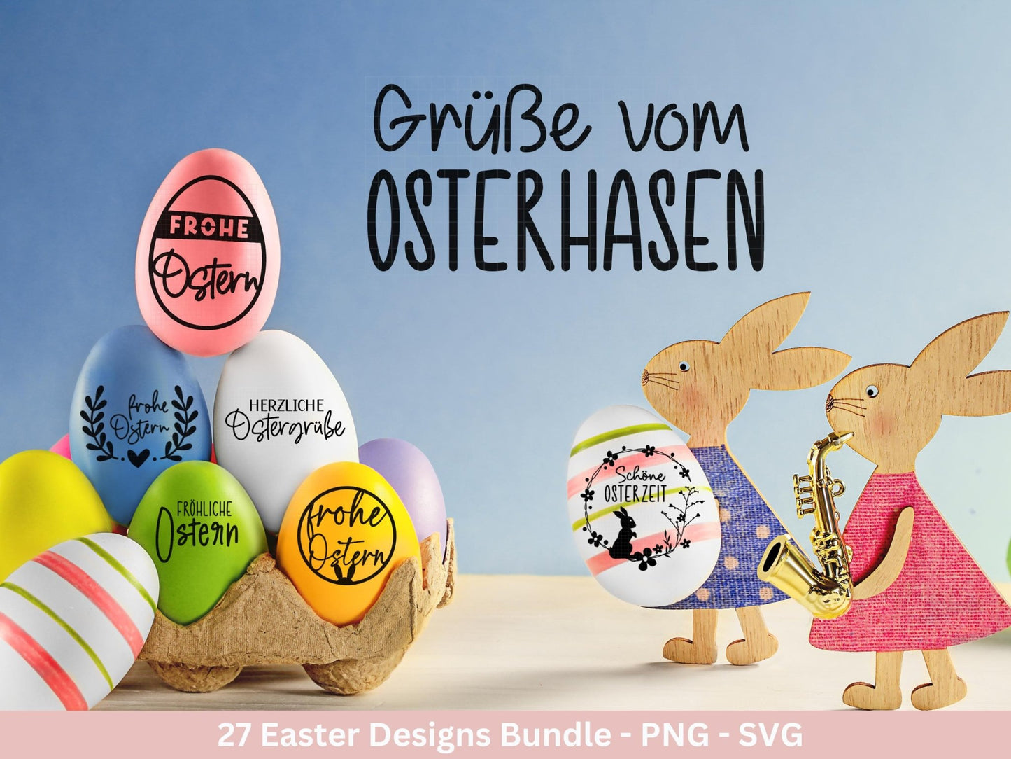 Deutsche Ostern Plotterdatei Bundle svg - Ostern Designs deutsch - Ostern Cricut Silhouette - Ostern Schriftzüge - Digistamp Ostern - EmidaDesign