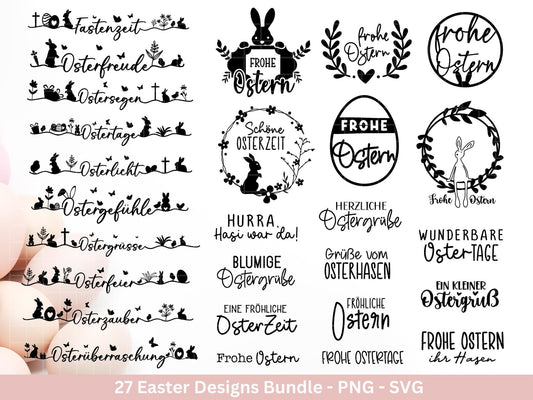 Deutsche Ostern Plotterdatei Bundle svg - Ostern Designs deutsch - Ostern Cricut Silhouette - Ostern Schriftzüge - Digistamp Ostern - EmidaDesign