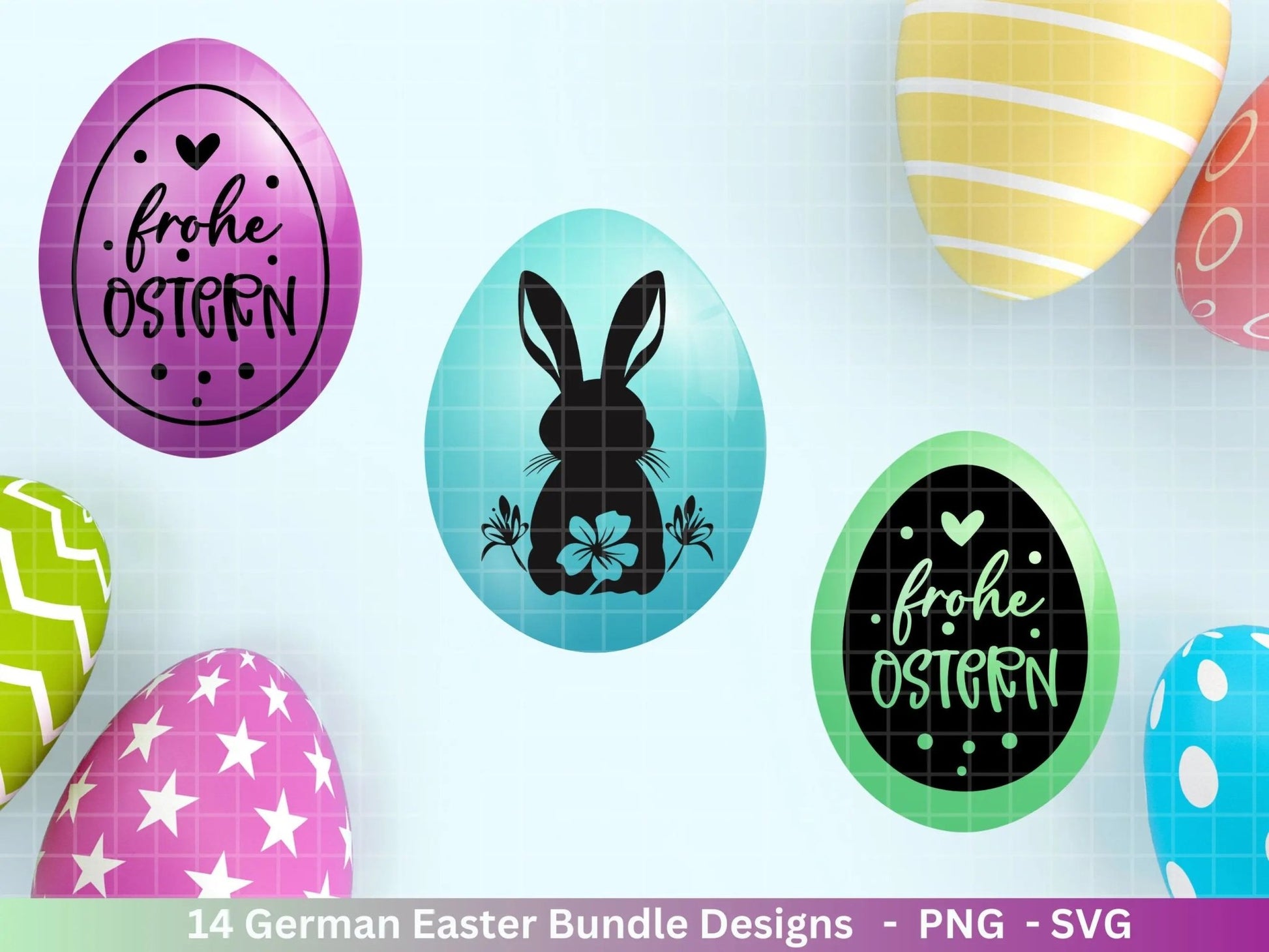 Deutsche Ostern Plotterdatei Bundle svg - Ostern Designs deutsch - Ostern Cricut Silhouette - Ostern Schriftzüge - Digistamp Ostern