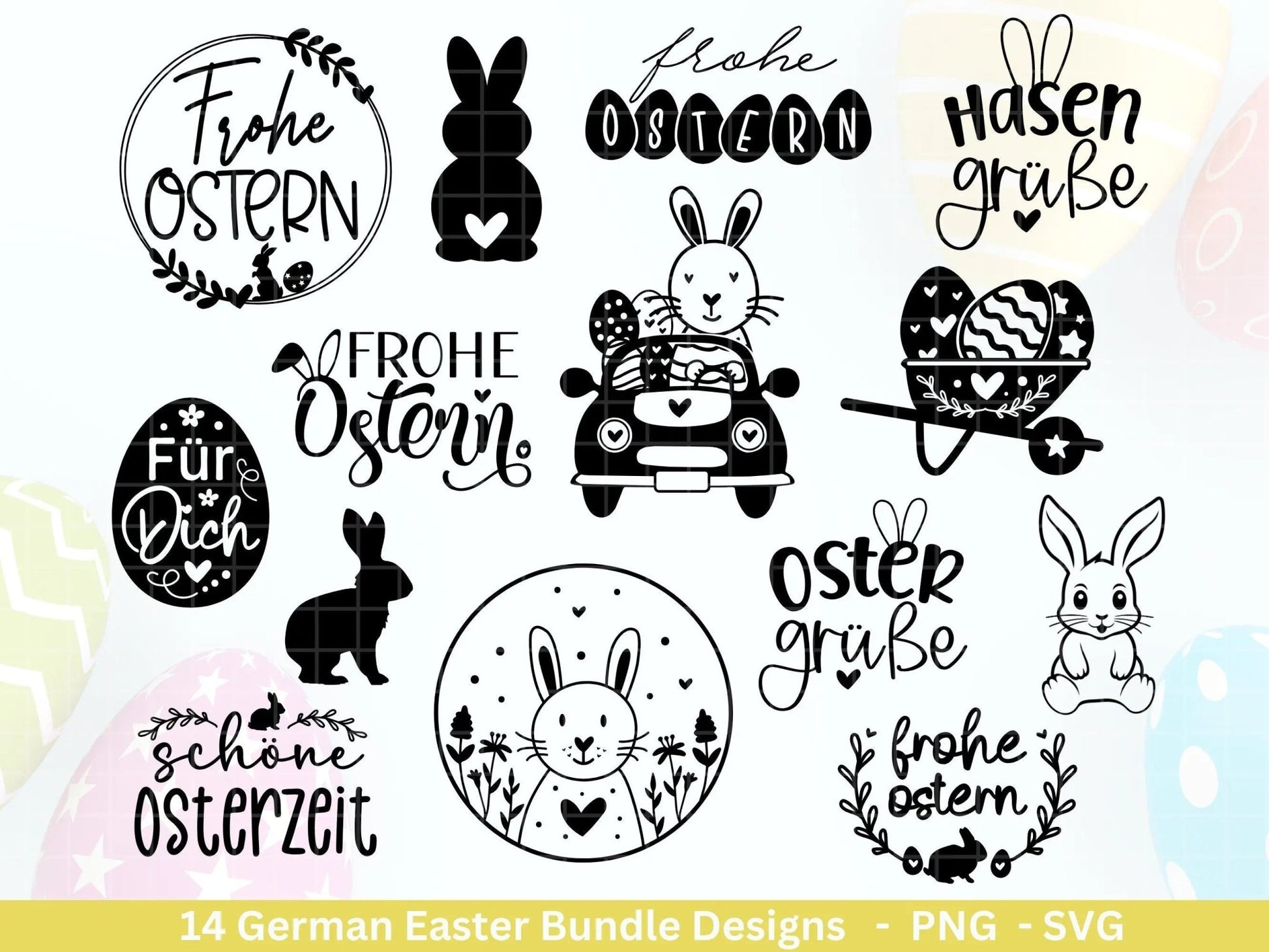 Deutsche Ostern Plotterdatei Bundle svg - Ostern Designs deutsch - Ostern Cricut Silhouette - Ostern Schriftzüge - Digistamp Ostern