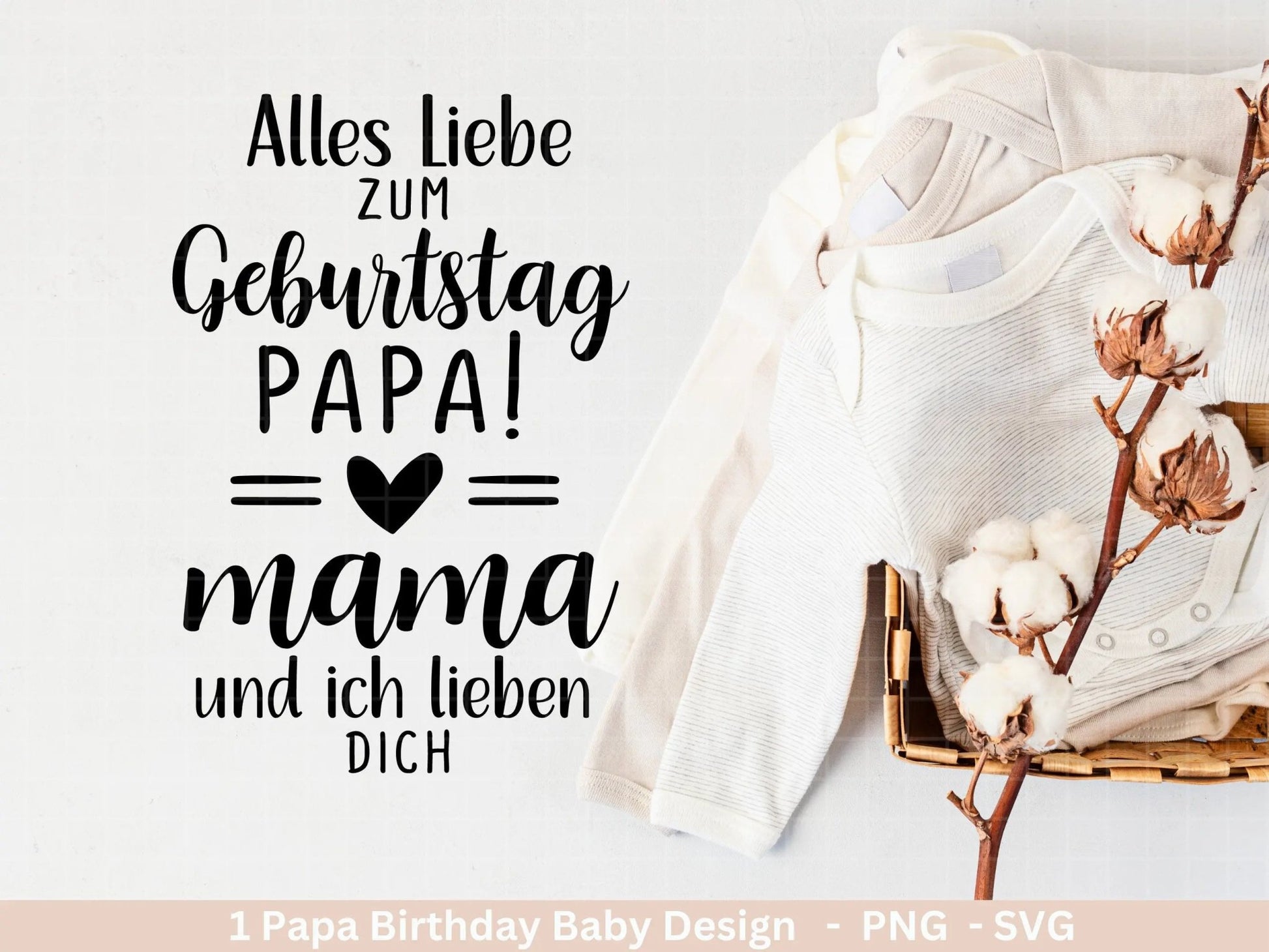 Deutsche Plotterdatei - Alles Liebe zum Geburtstag Papa Babybody - Baby Shower Geschenk Svg - Vater Geschenk - Cricut Svg Vatertag Svg