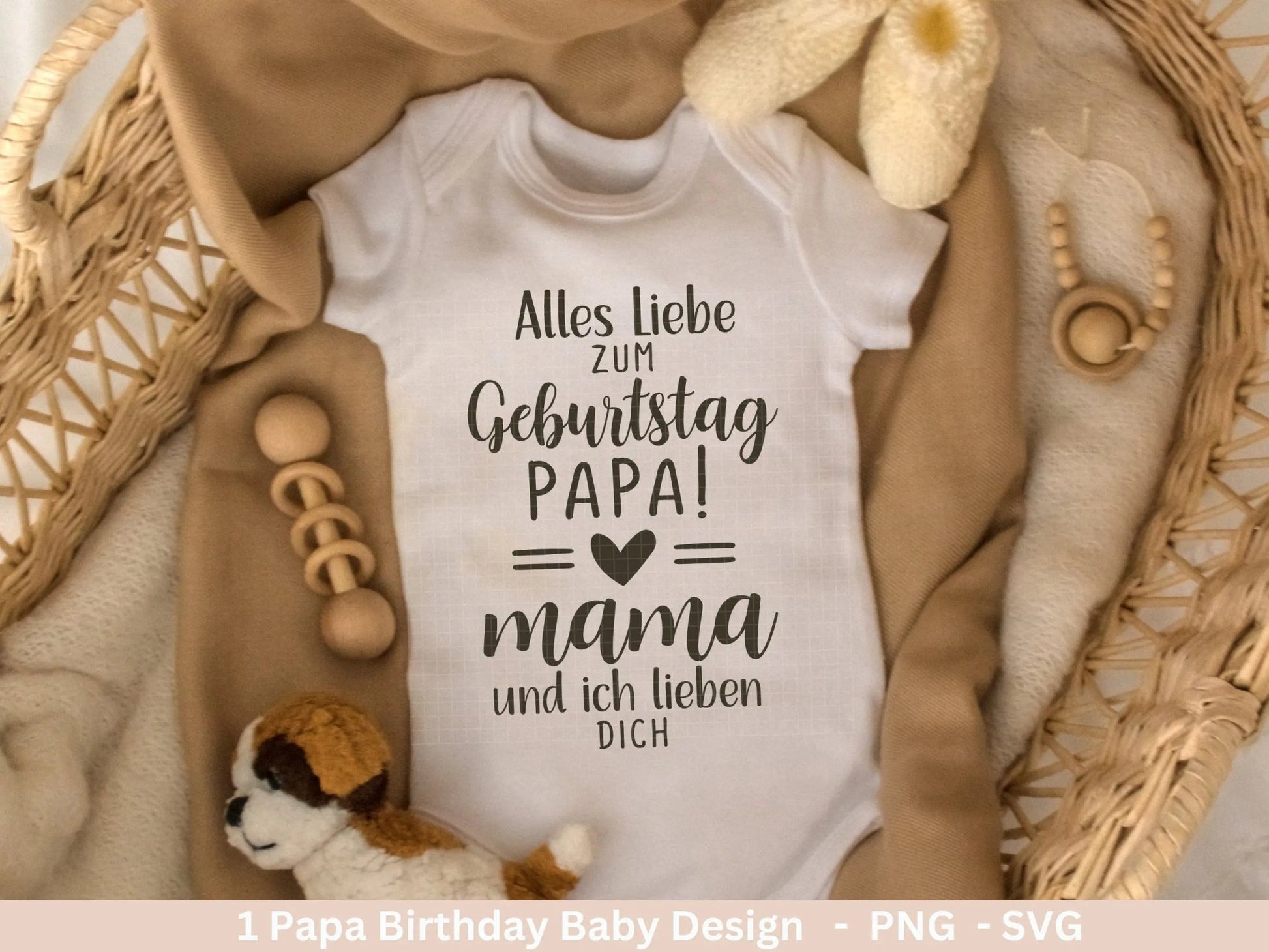 Deutsche Plotterdatei - Alles Liebe zum Geburtstag Papa Babybody - Baby Shower Geschenk Svg - Vater Geschenk - Cricut Svg Vatertag Svg