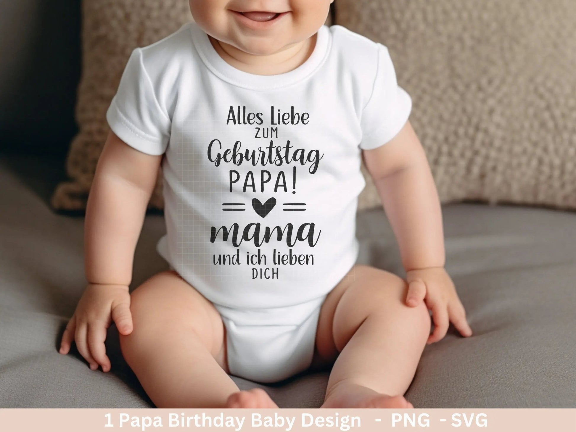 Deutsche Plotterdatei - Alles Liebe zum Geburtstag Papa Babybody - Baby Shower Geschenk Svg - Vater Geschenk - Cricut Svg Vatertag Svg