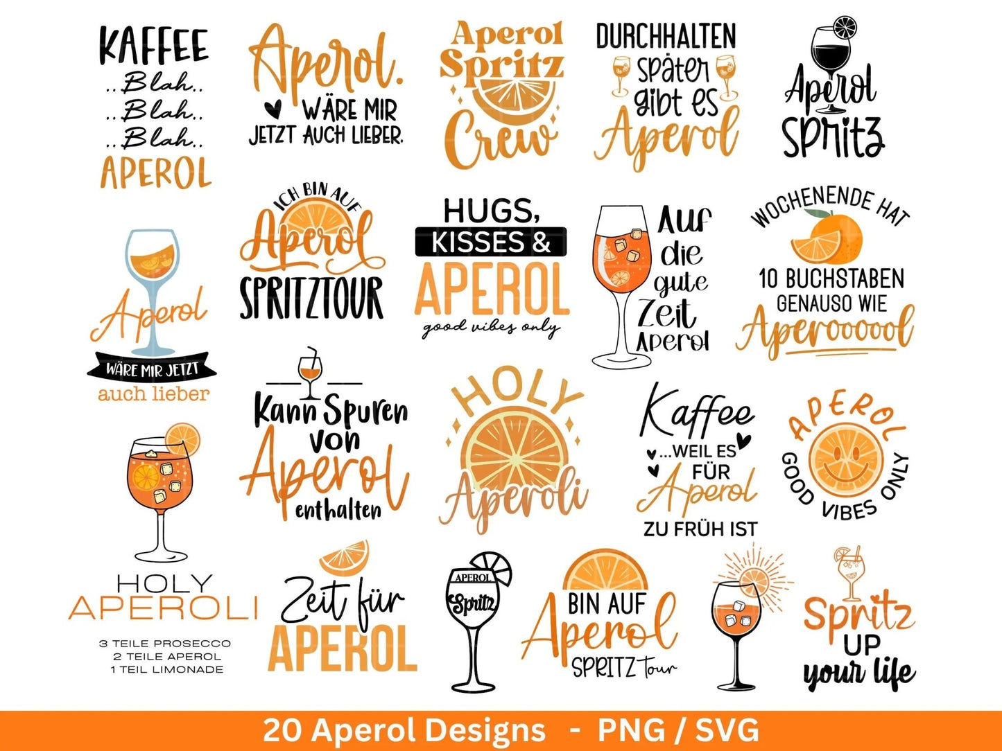 Deutsche Plotterdatei Aperol svg png Bundle - Holy Aperoli svg - Aperol Spritztour svg - Cricut Silhouette Studio Plotterdatei SVG