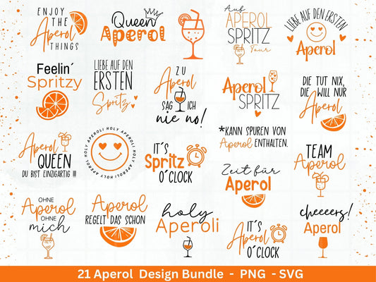 Deutsche Plotterdatei Aperol svg png Bundle - Holy Aperoli svg - Aperol Spritztour svg - Cricut Silhouette Studio Plotterdatei SVG - EmidaDesign