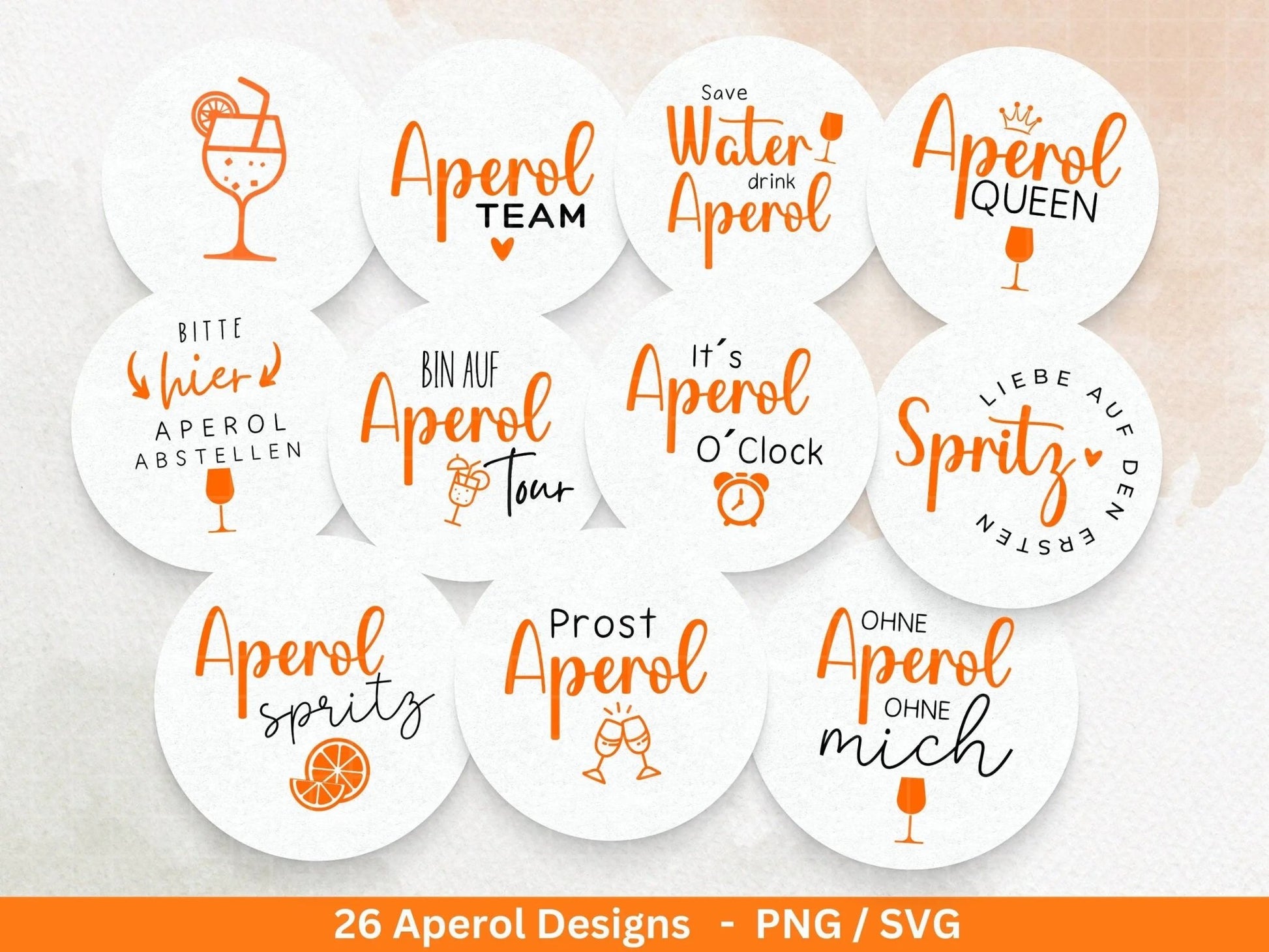 Deutsche Plotterdatei Aperol svg png Bundle - Holy Aperoli svg - Aperol Spritztour svg - Cricut Silhouette Studio Plotterdatei SVG