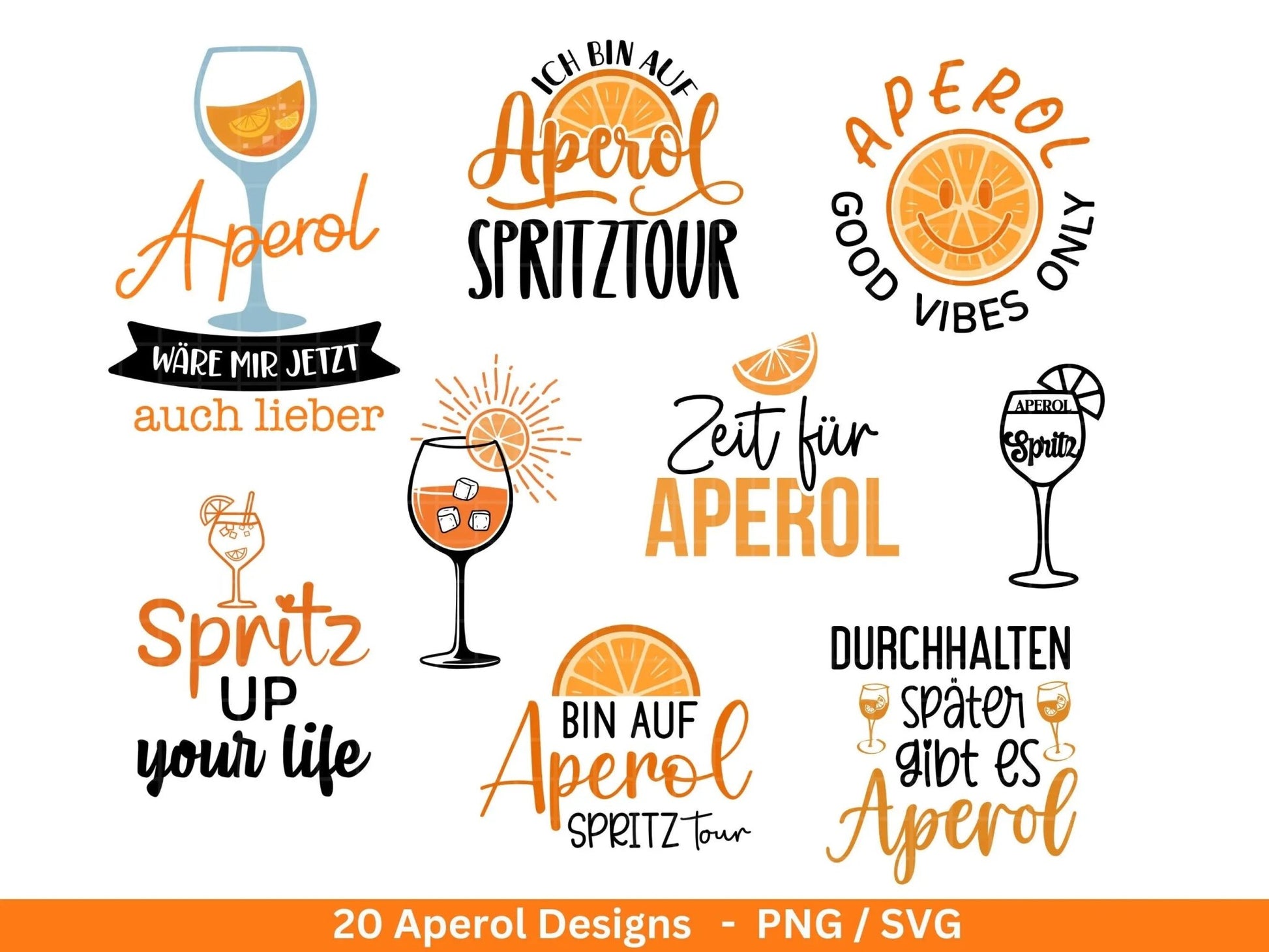 Deutsche Plotterdatei Aperol svg png Bundle - Holy Aperoli svg - Aperol Spritztour svg - Cricut Silhouette Studio Plotterdatei SVG